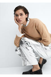 thumbnail: Mango metallic wide leg broek zilver