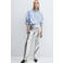 Mango metallic wide leg broek zilver