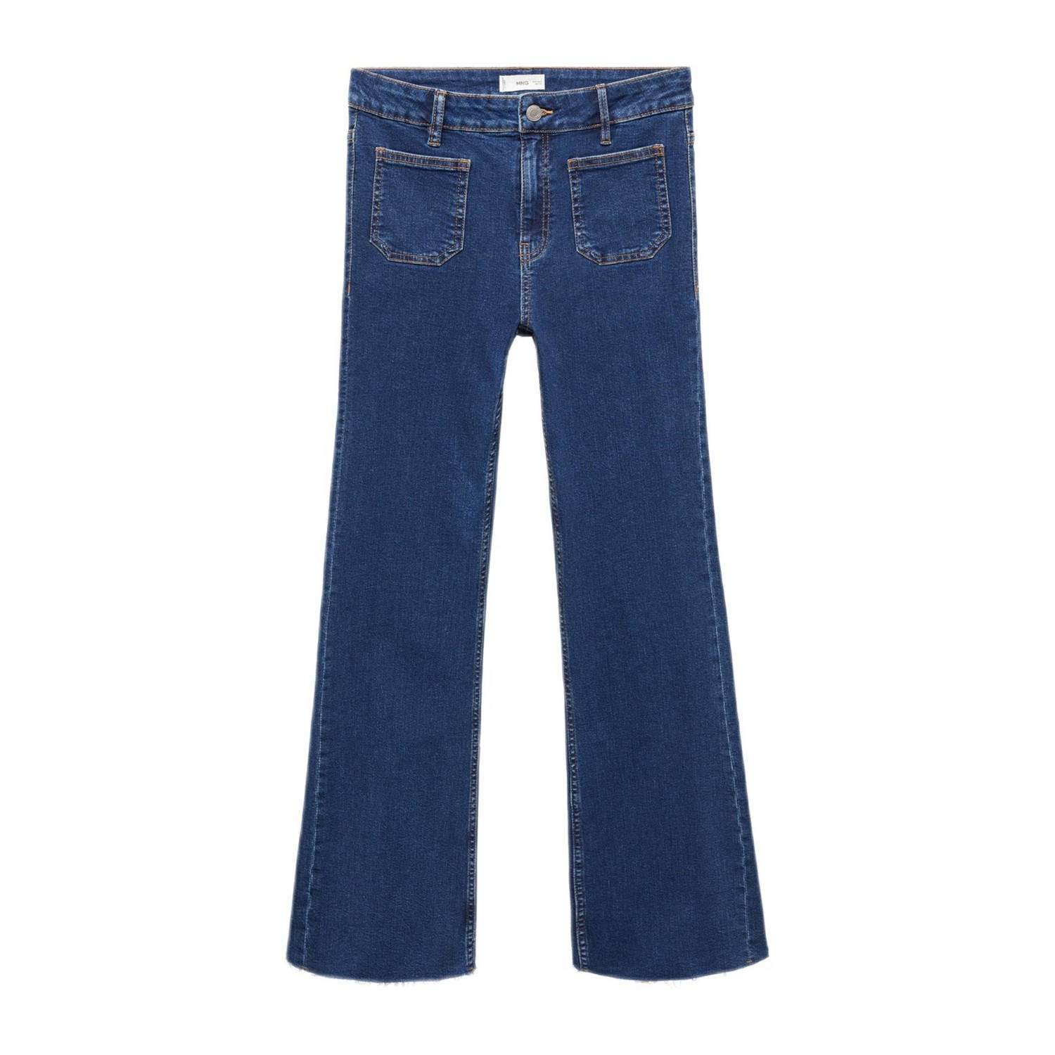 Mango Kids flared jeans medium blue denim Blauw Meisjes Stretchdenim 152(XXS)