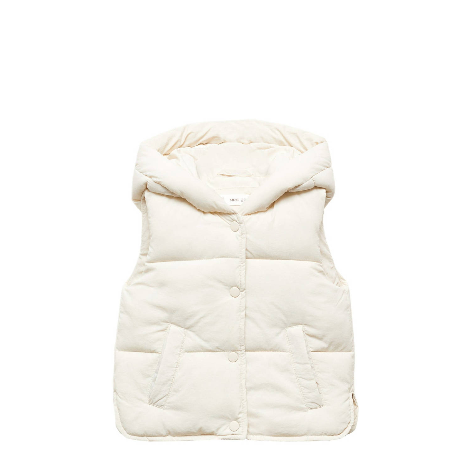 Mango Kids bodywarmer ecru Meisjes Polyamide Capuchon Effen 104