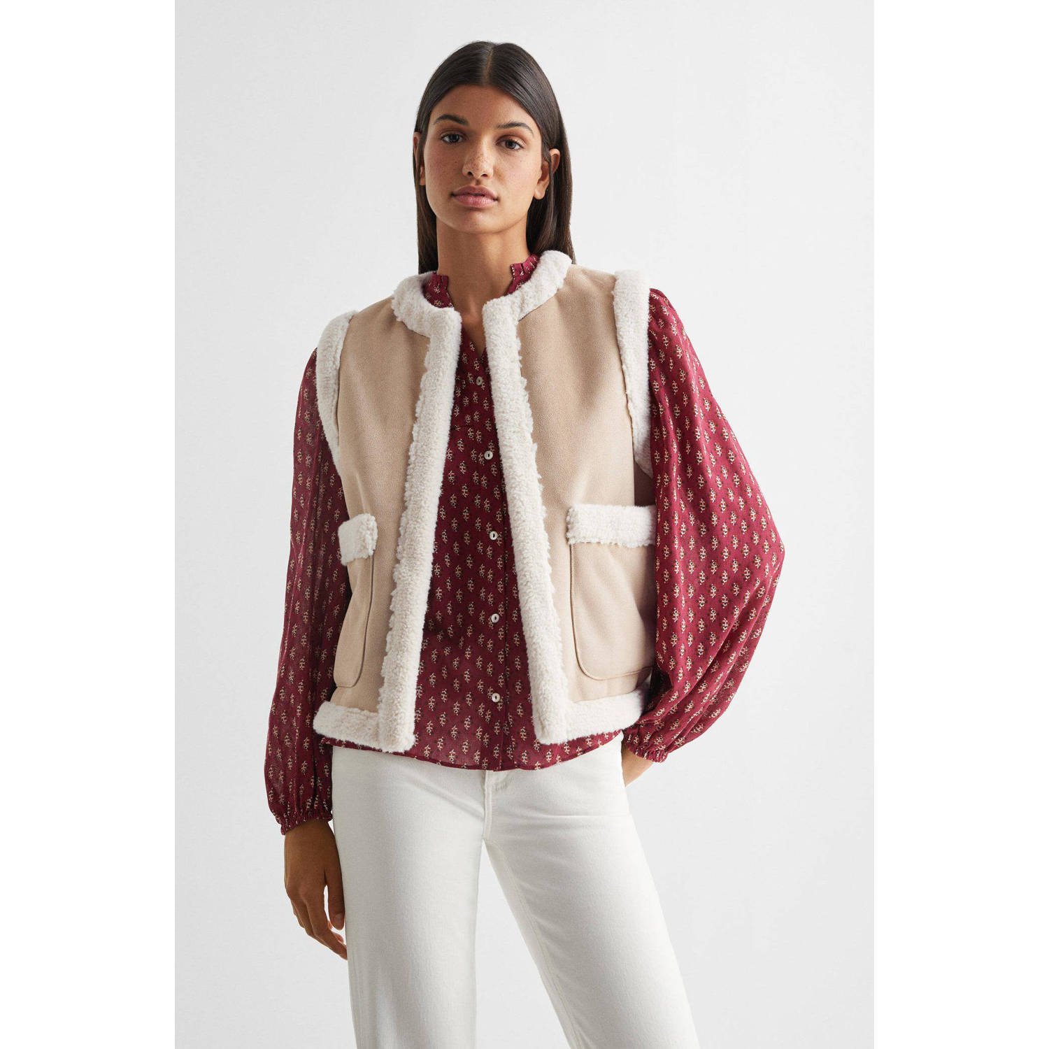 Mango Kids gilet ecru wit