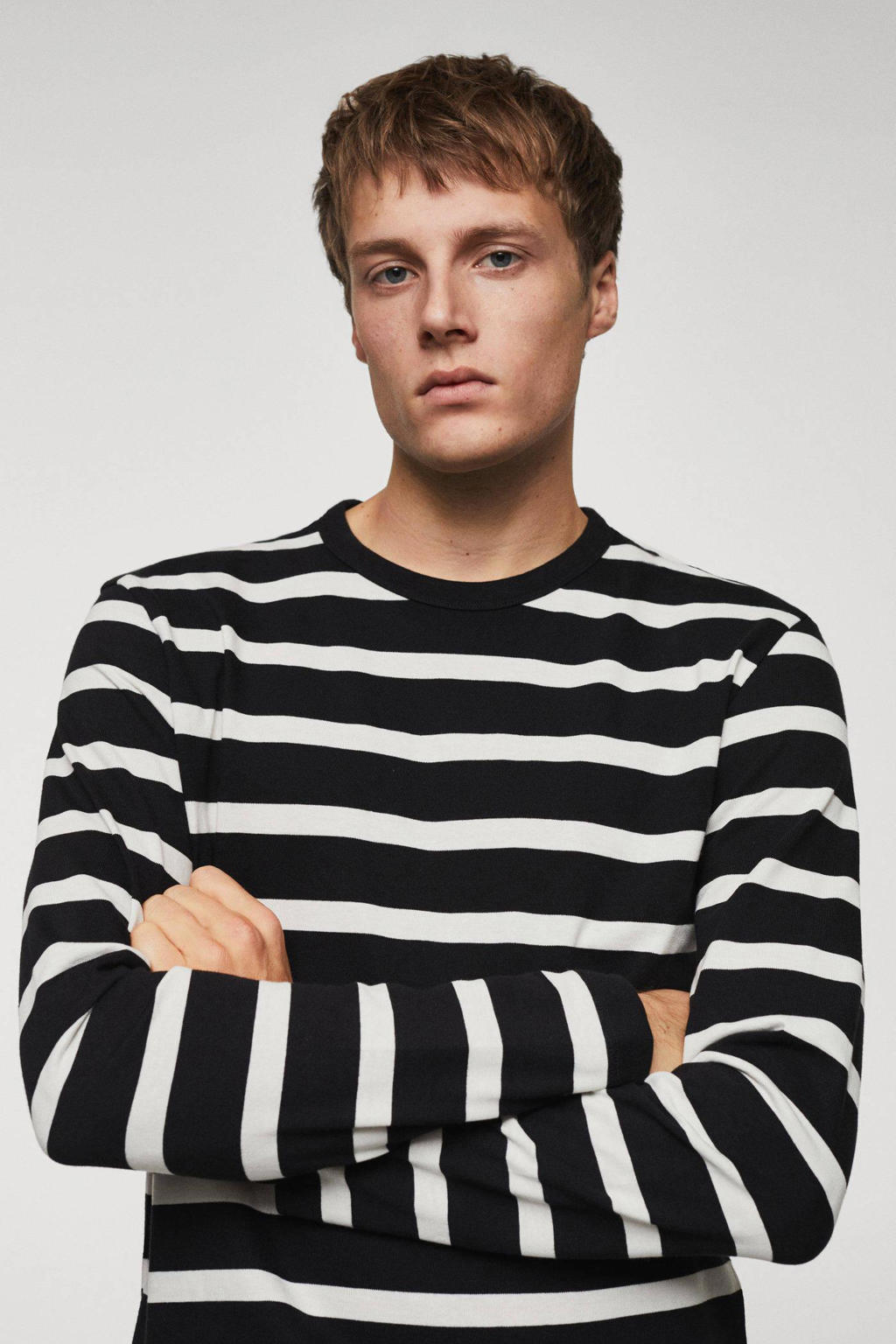 mango-man-gestreepte-longsleeve-zwart-wehkamp