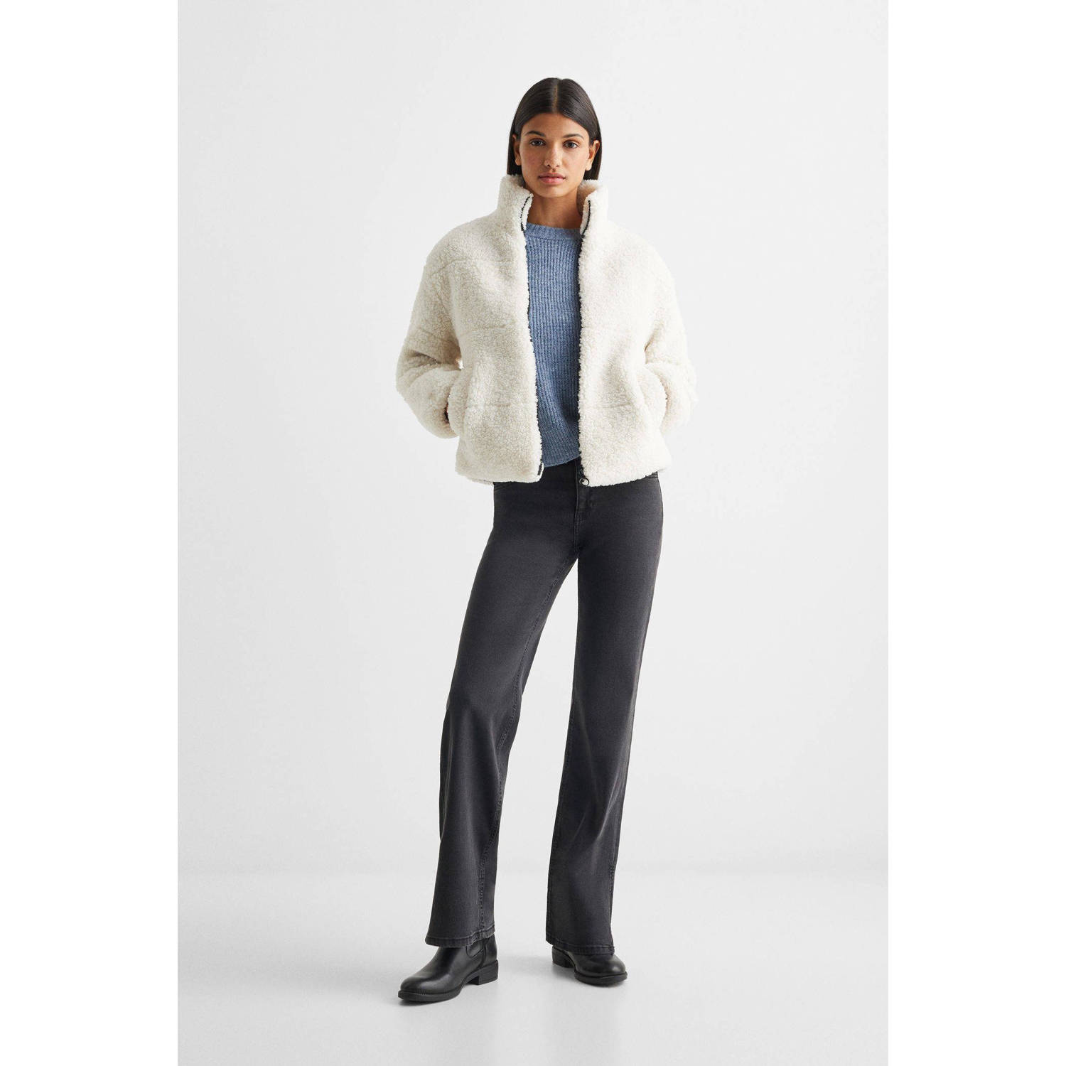 Mango Kids teddy tussenjas offwhite