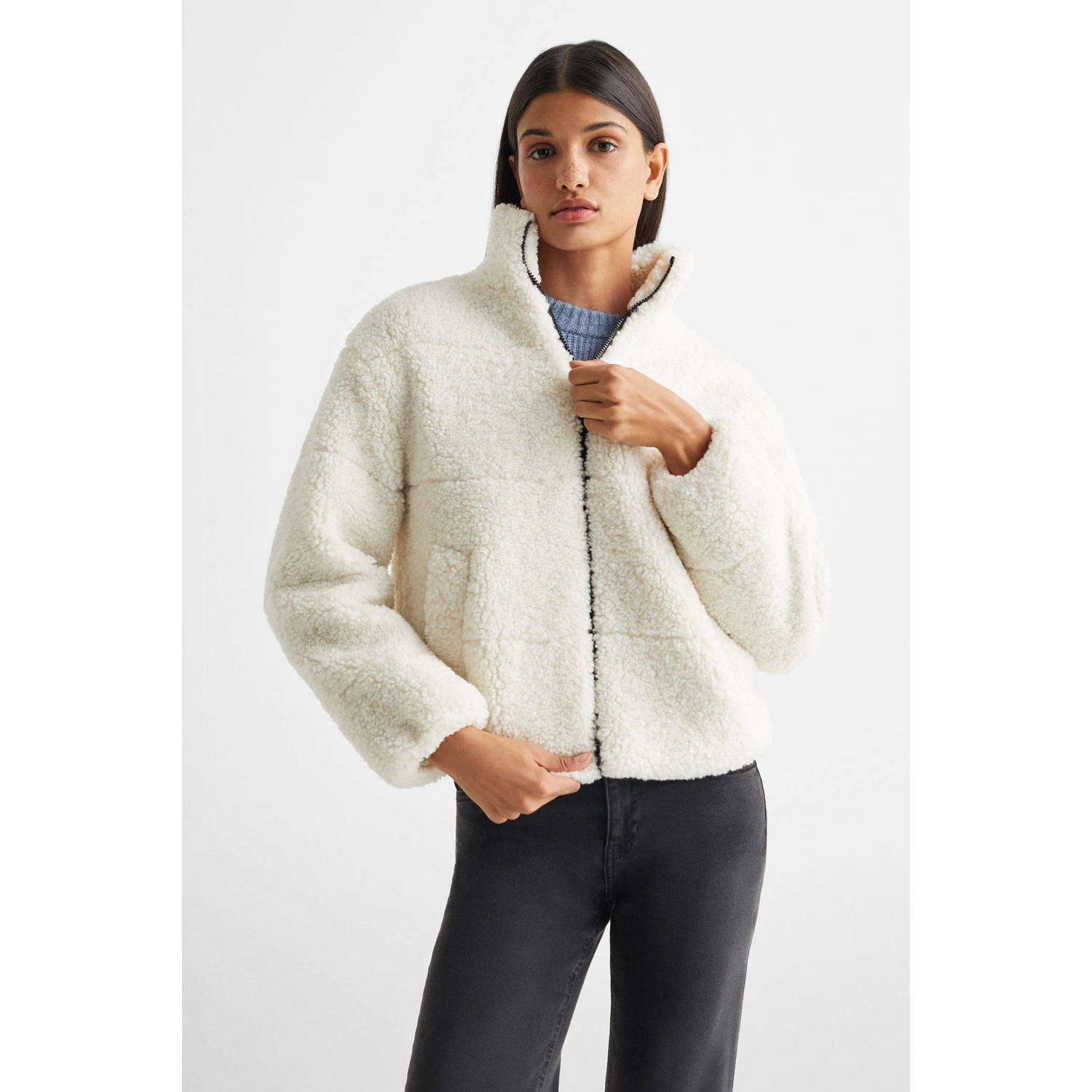 Mango Kids teddy tussenjas offwhite