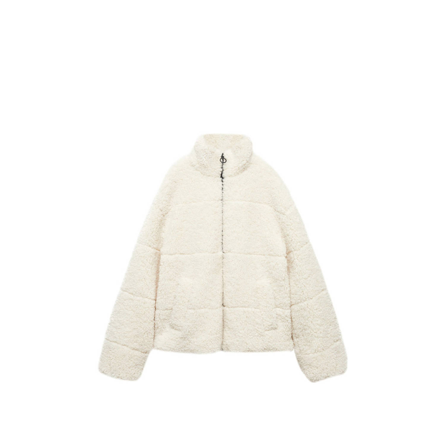 Mango Kids teddy tussenjas offwhite Wit Effen 152(XXS)