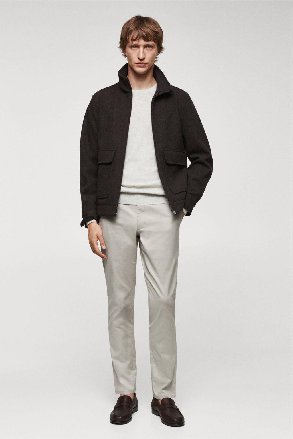 Mango Man slim fit chino grijs