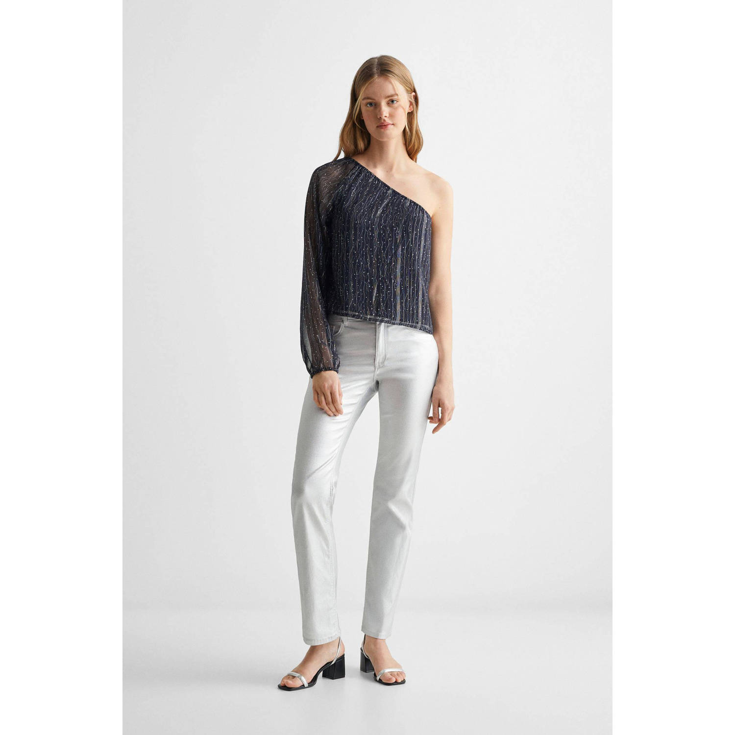 Mango Kids one shoulder top donkerblauw