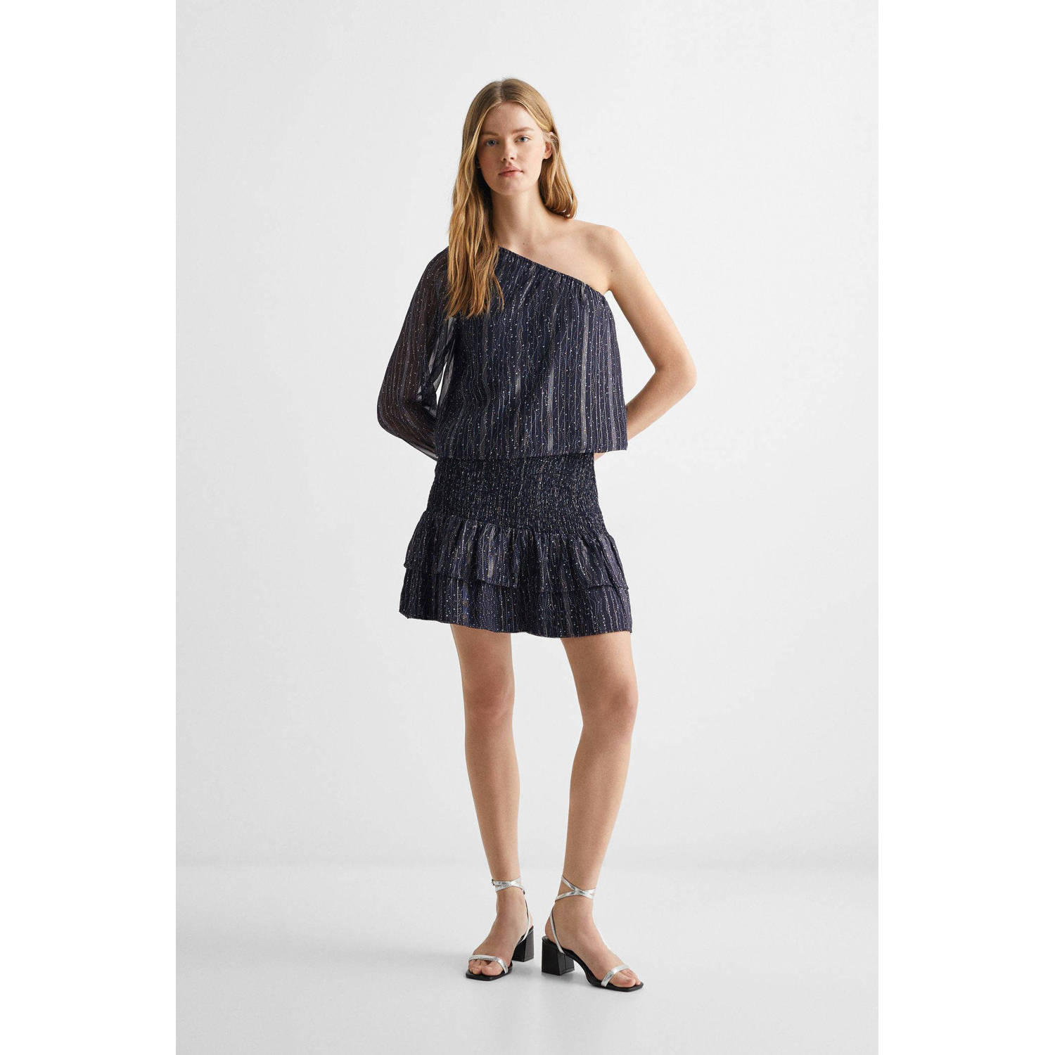 Mango Kids one shoulder top donkerblauw