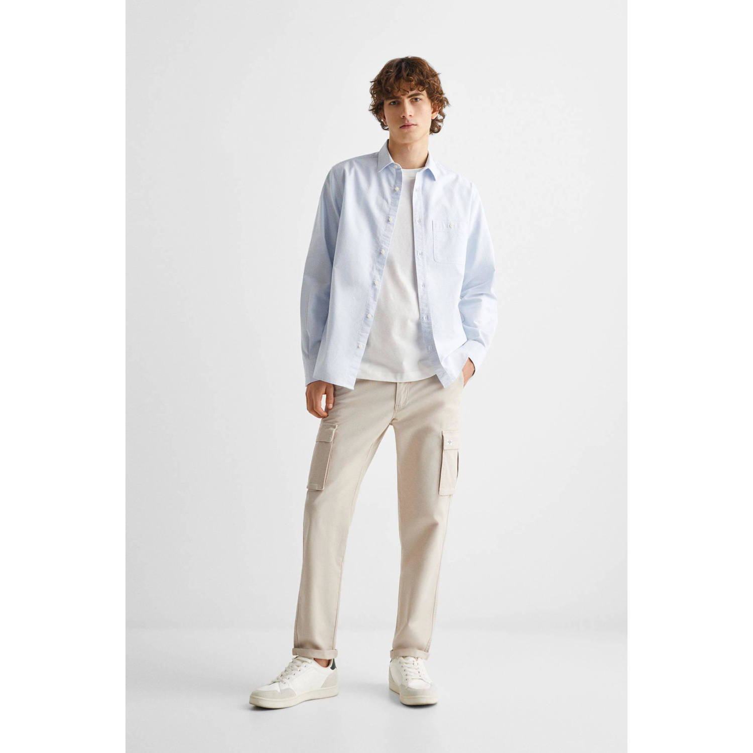 Mango Kids regular fit cargobroek ecru