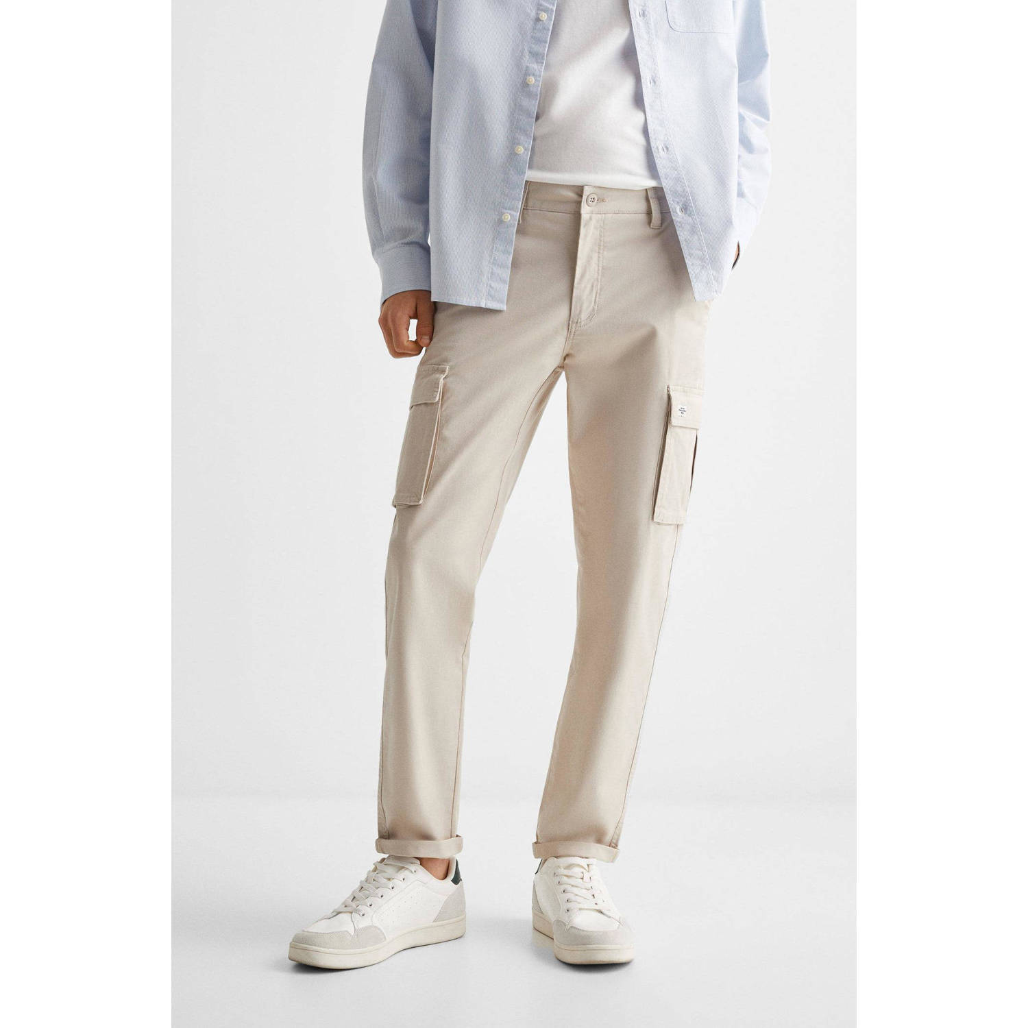 Mango Kids regular fit cargobroek ecru