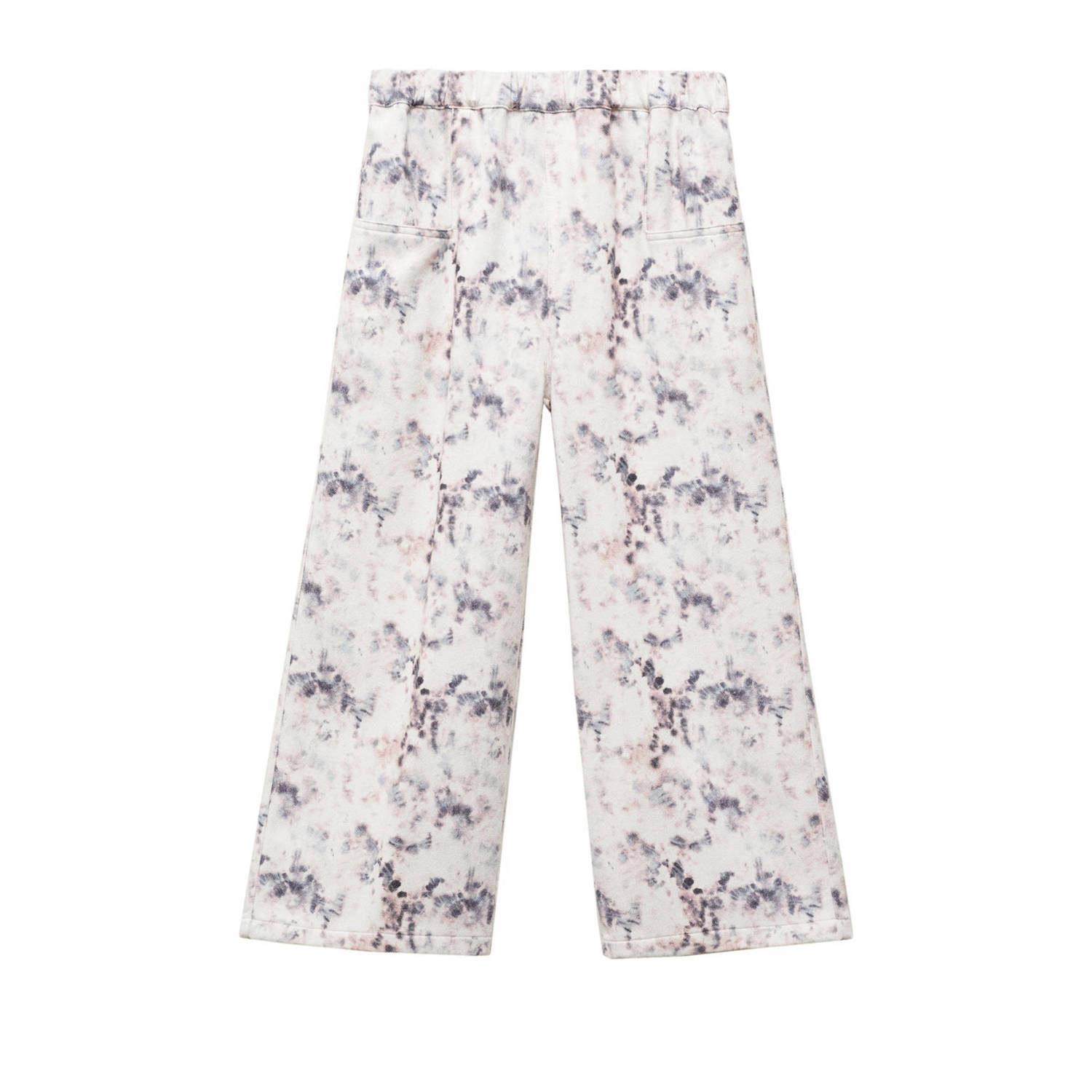 Mango Kids wide leg broek met all over print wit paars Multi Meisjes Katoen 116