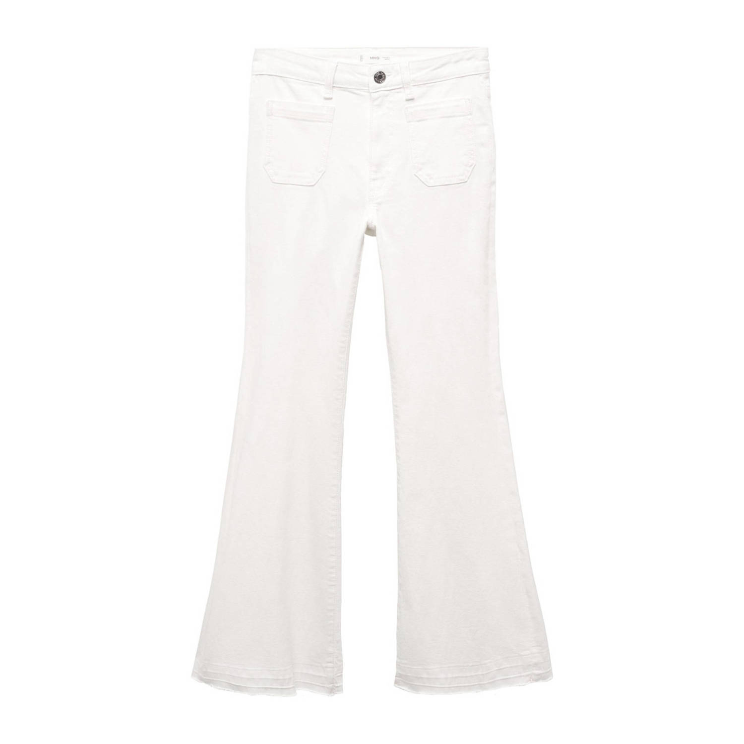 Mango Kids flared jeans wit Meisjes Stretchdenim Effen 152(XXS)