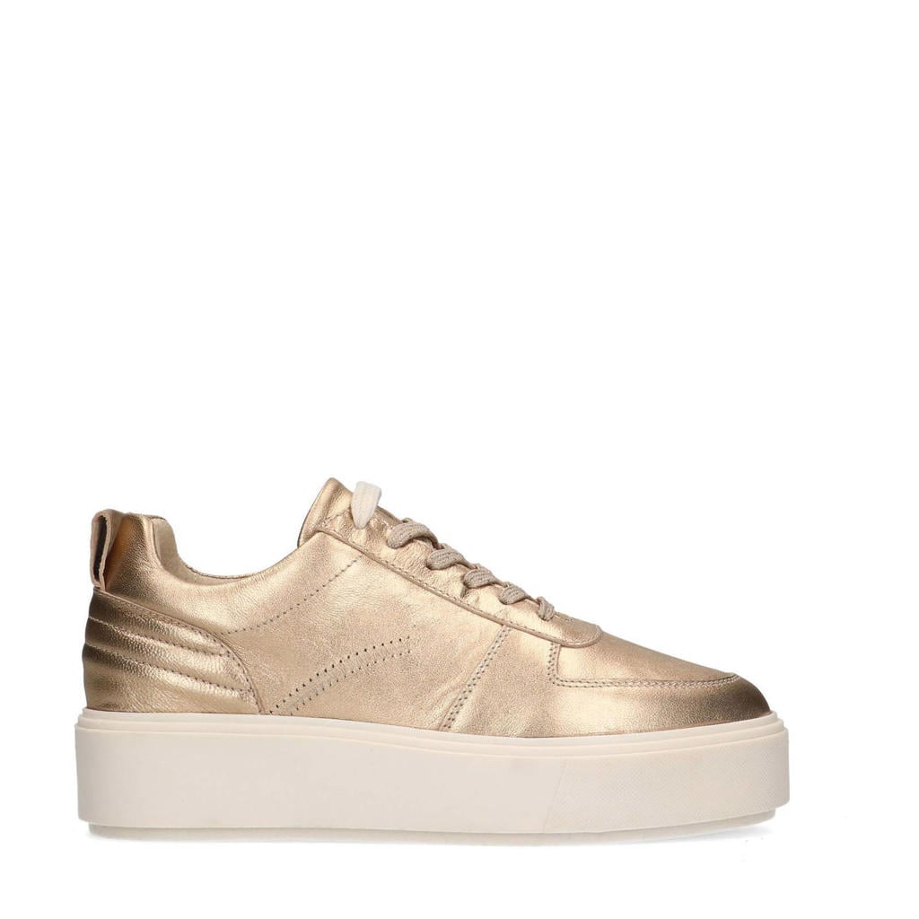 Gouden dames Sacha leren sneakers met veters