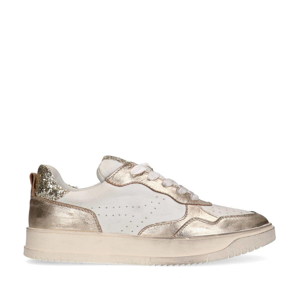 Gouden dames Sacha leren sneakers met veters