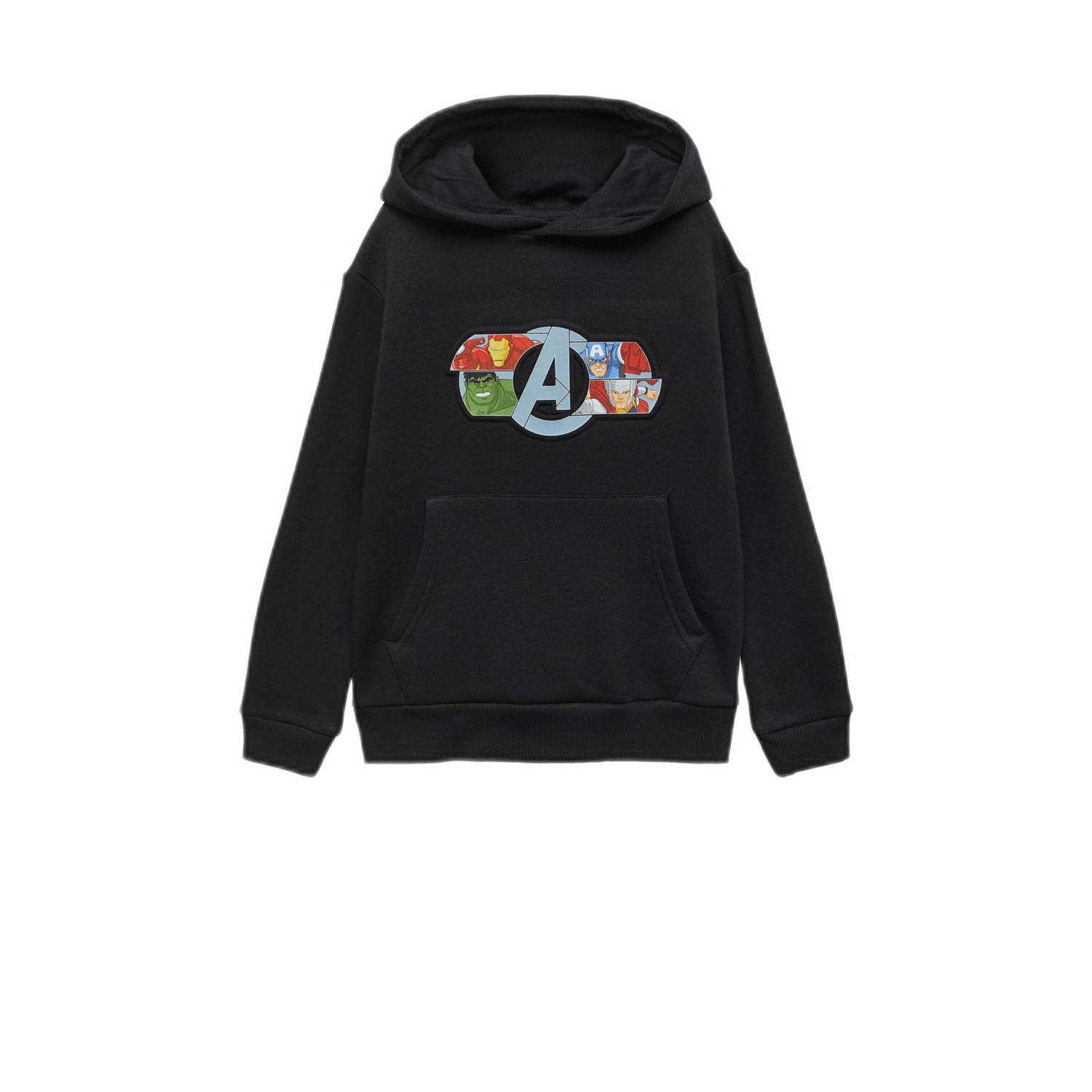 Mango Kids hoodie met printopdruk zwart Sweater Printopdruk 116