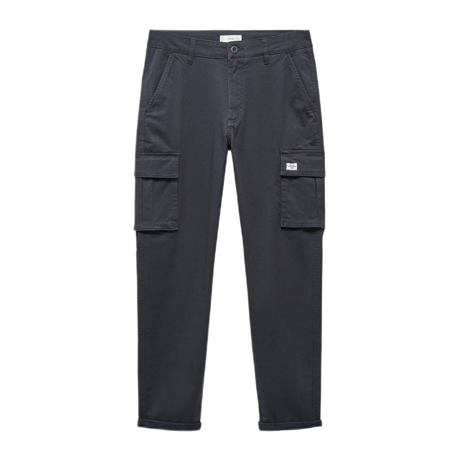 Mango Kids cargobroek donkerblauw Jongens Stretchkatoen Effen 158(XXS)