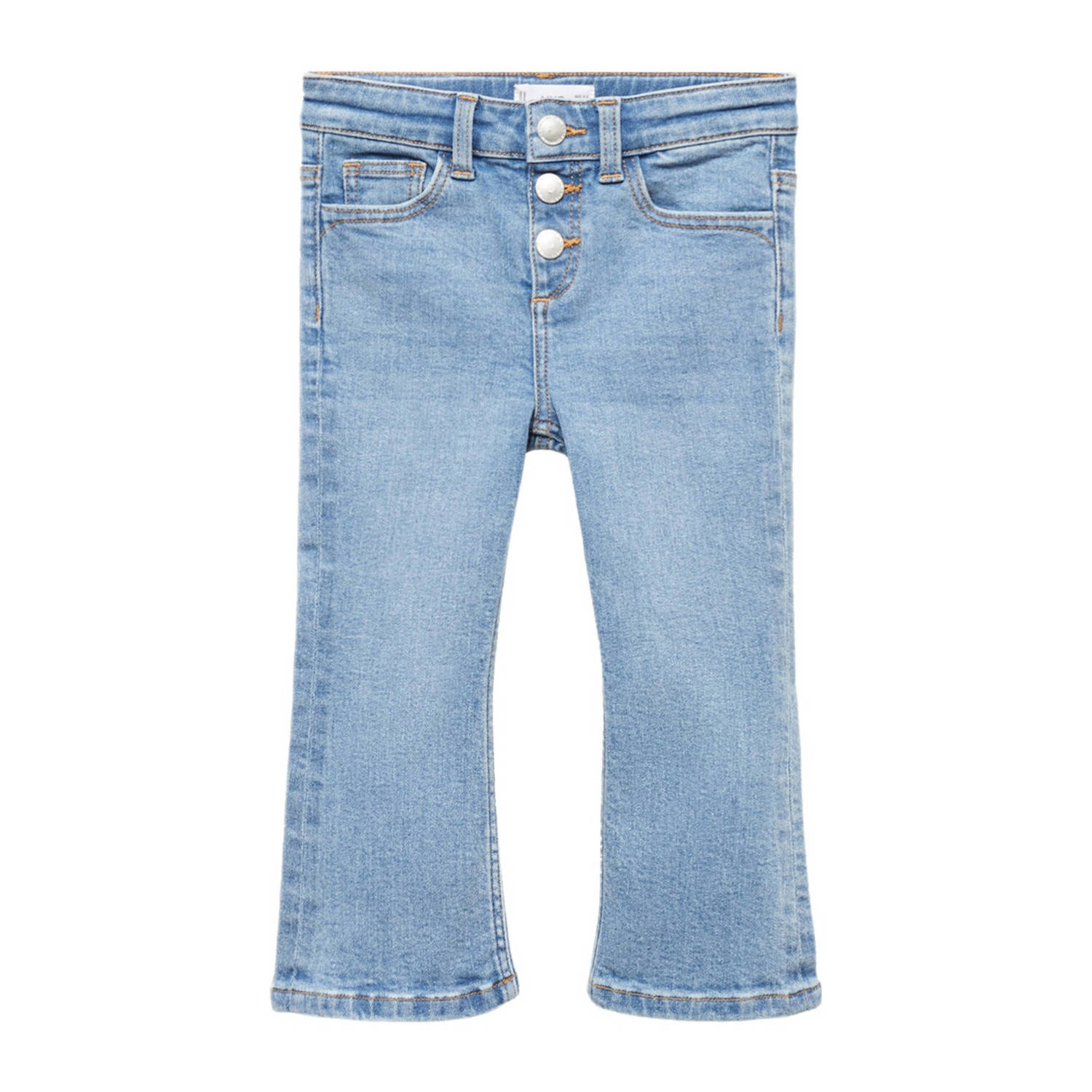 Mango Kids flared jeans changeant blauw Meisjes Denim Effen 110
