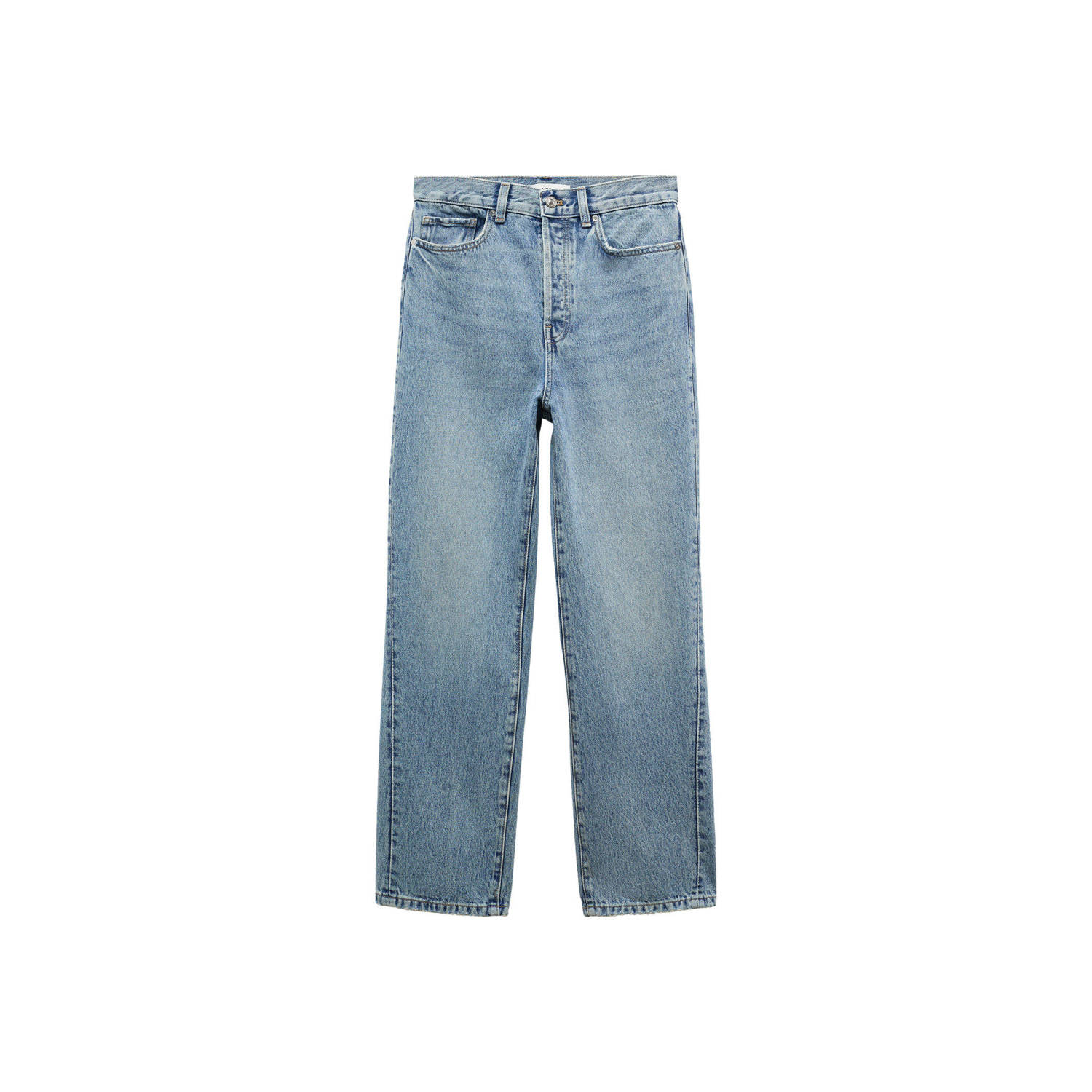 Mango cropped high waist straight jeans light blue denim