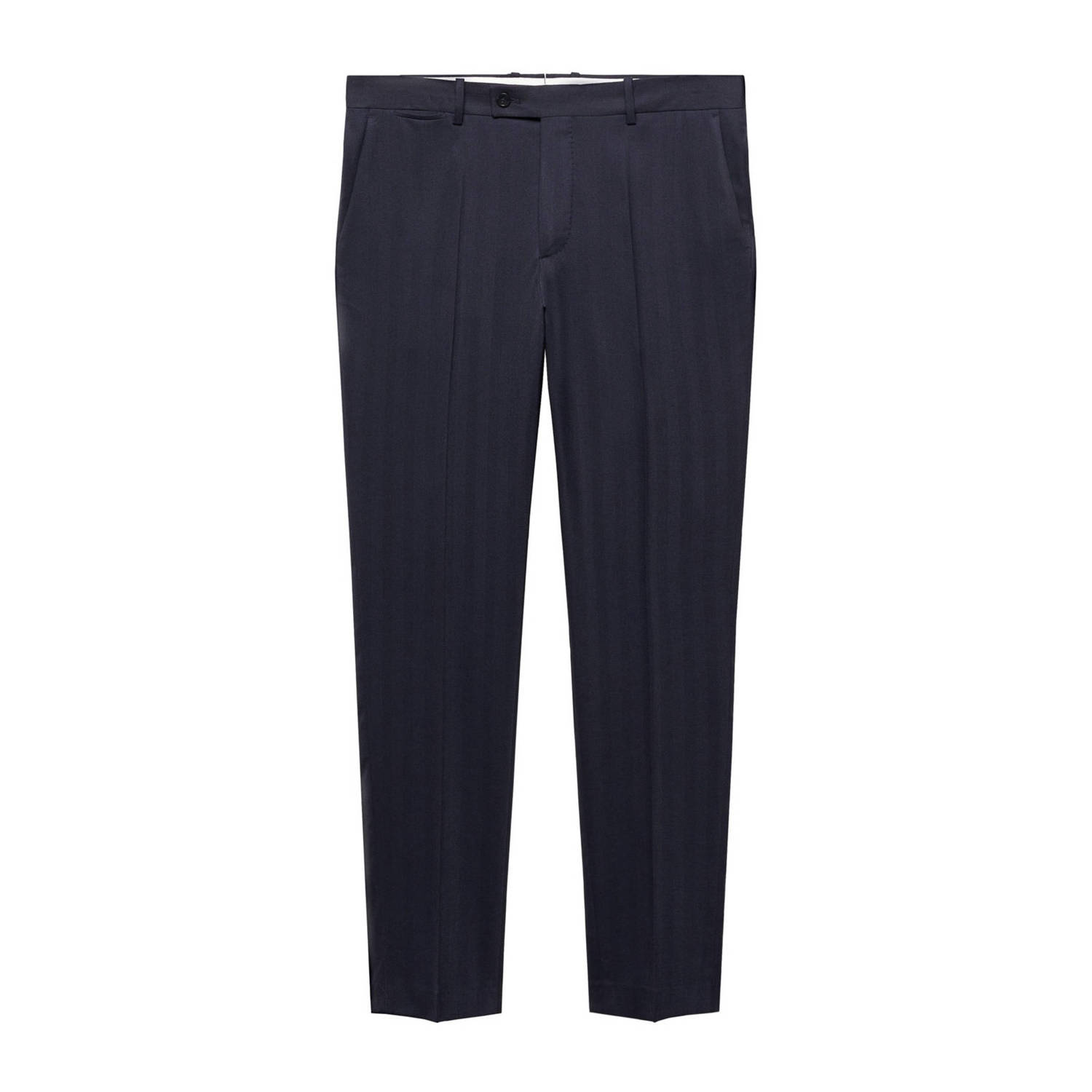 Mango Man slim fit pantalon met wol marineblauw