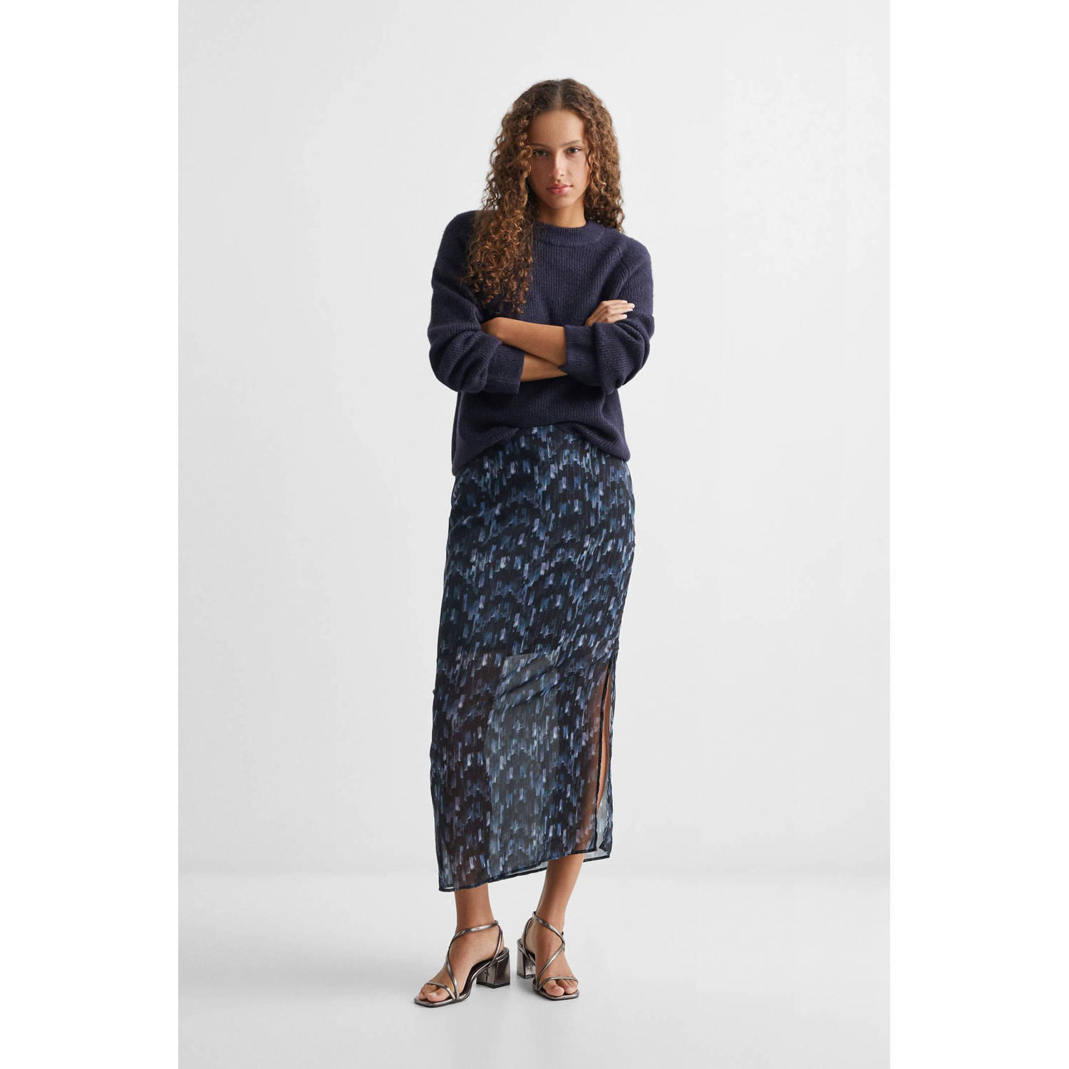 Mango Kids rok met all over print donkerblauw blauw
