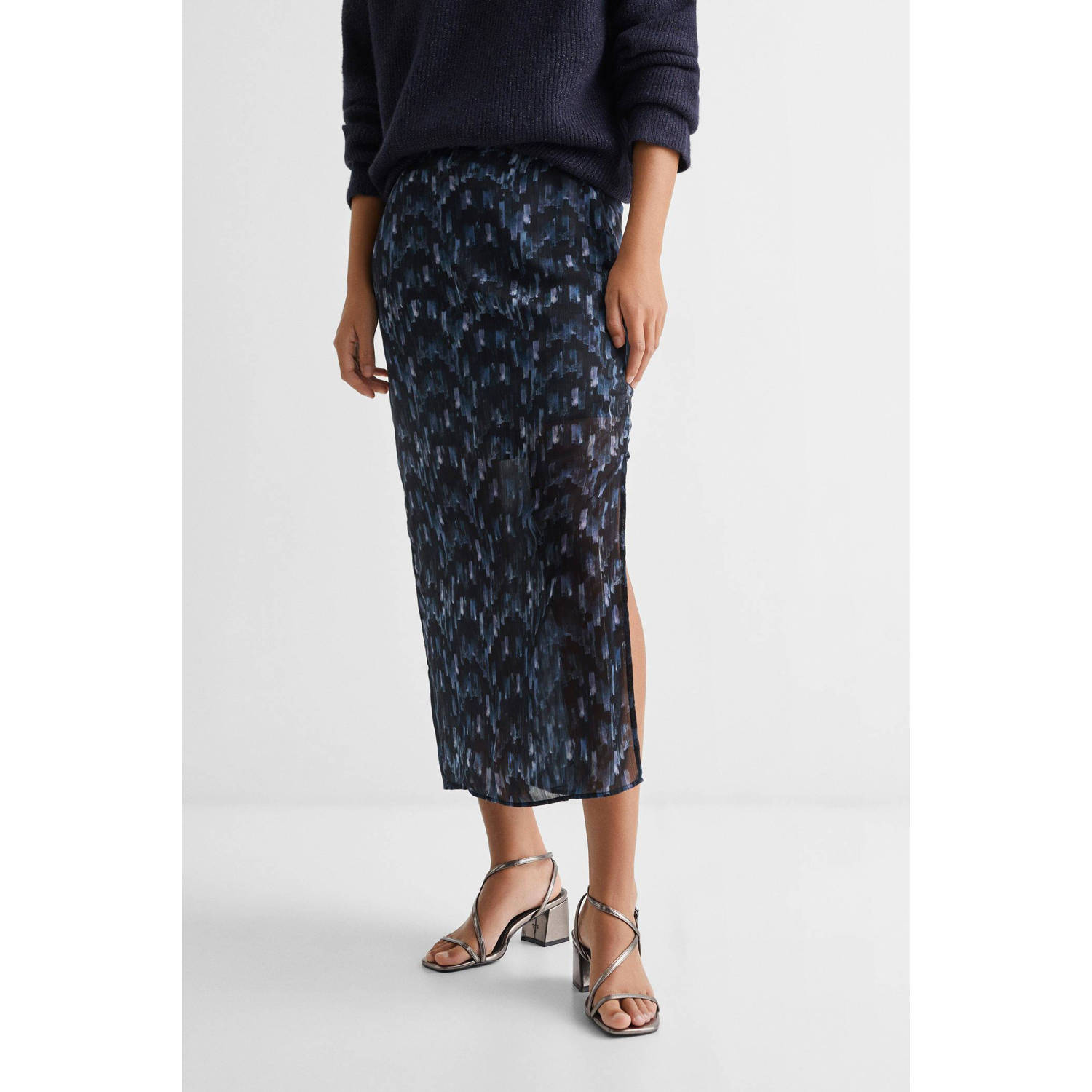 Mango Kids rok met all over print donkerblauw blauw