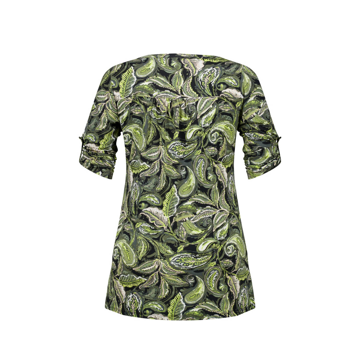 MS Mode T-shirt met paisleyprint en plooien groen