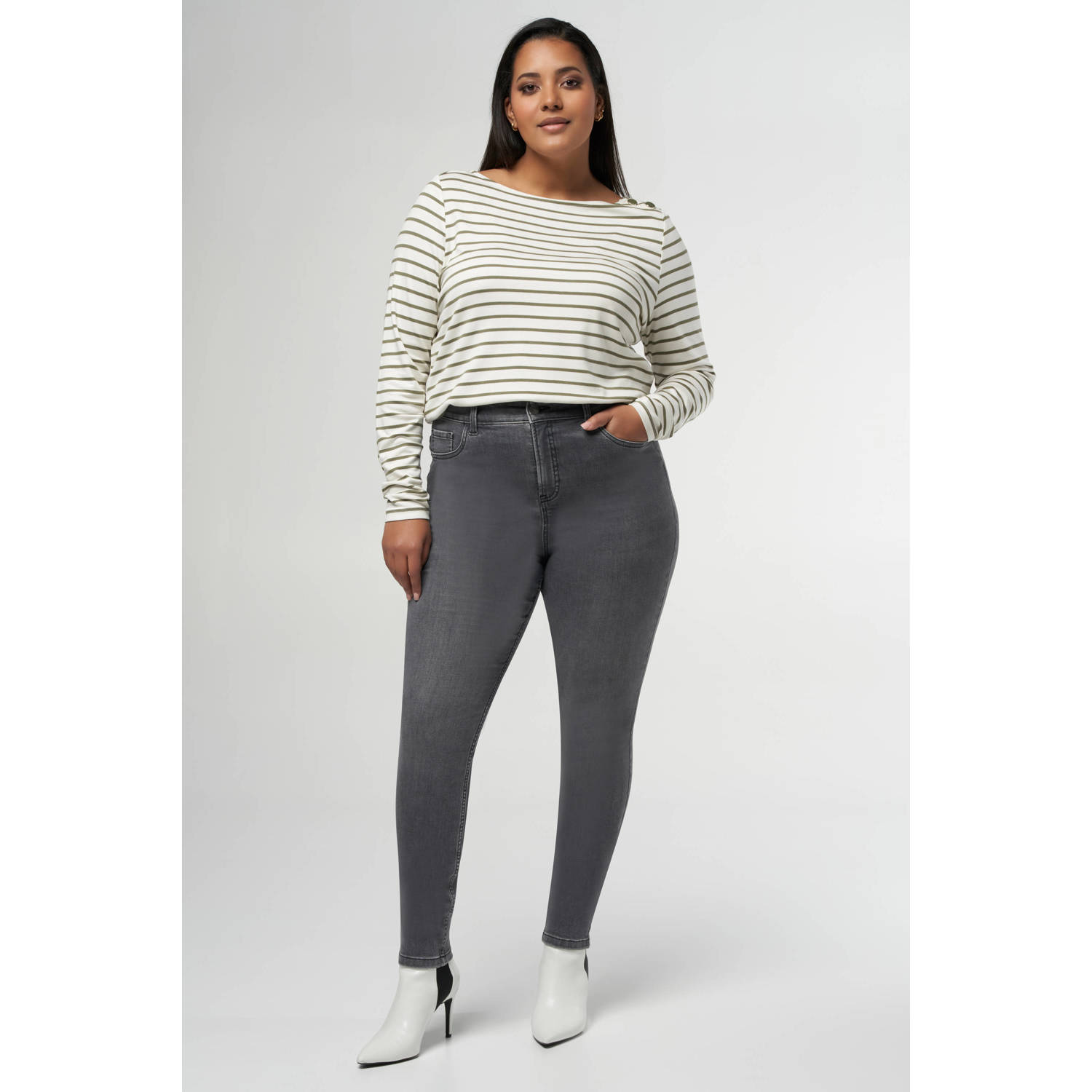 MS Mode high waist skinny jeans grey denim