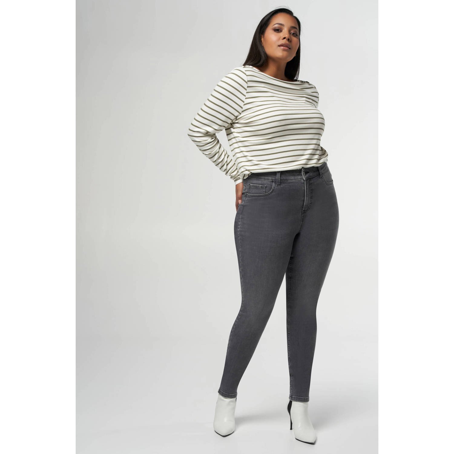 MS Mode high waist skinny jeans grey denim