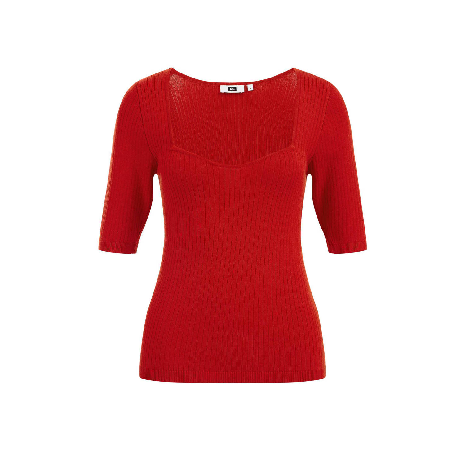 WE Fashion ribgebreide top rood