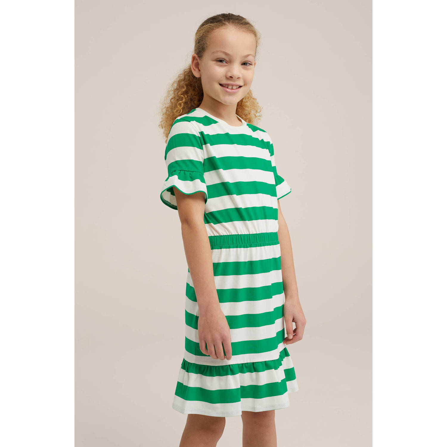 WE Fashion gestreepte jurk groen wit