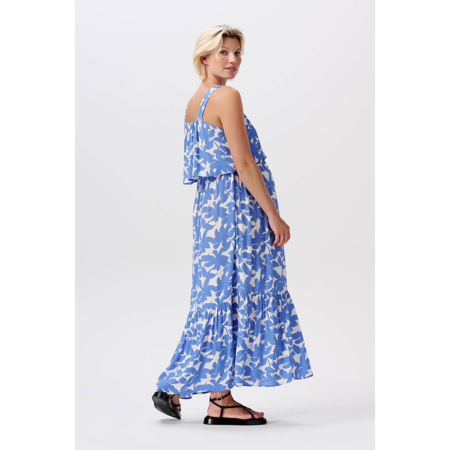 Noppies maternity gebloemde voedingsjurk blauw wit