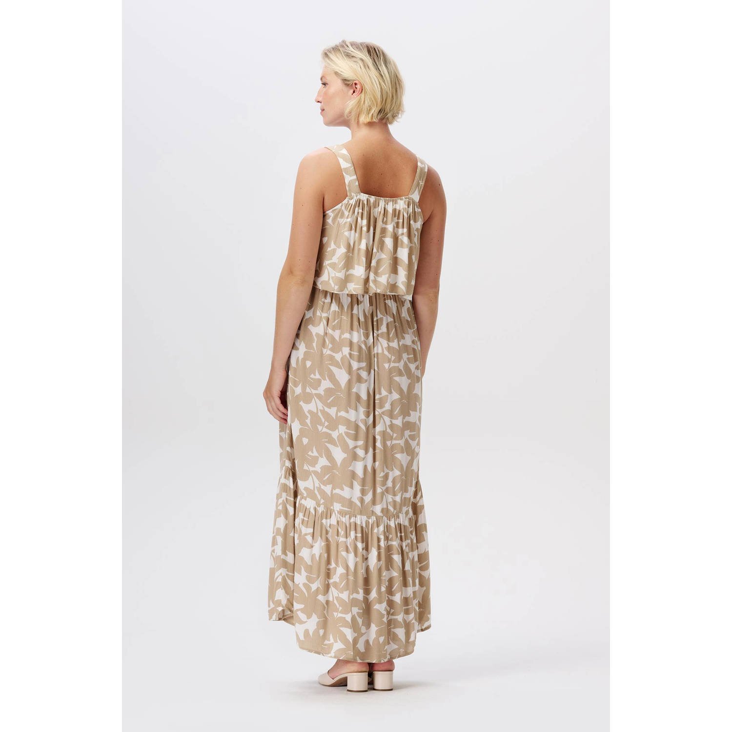 Noppies maternity gebloemde voedingsjurk beige wit