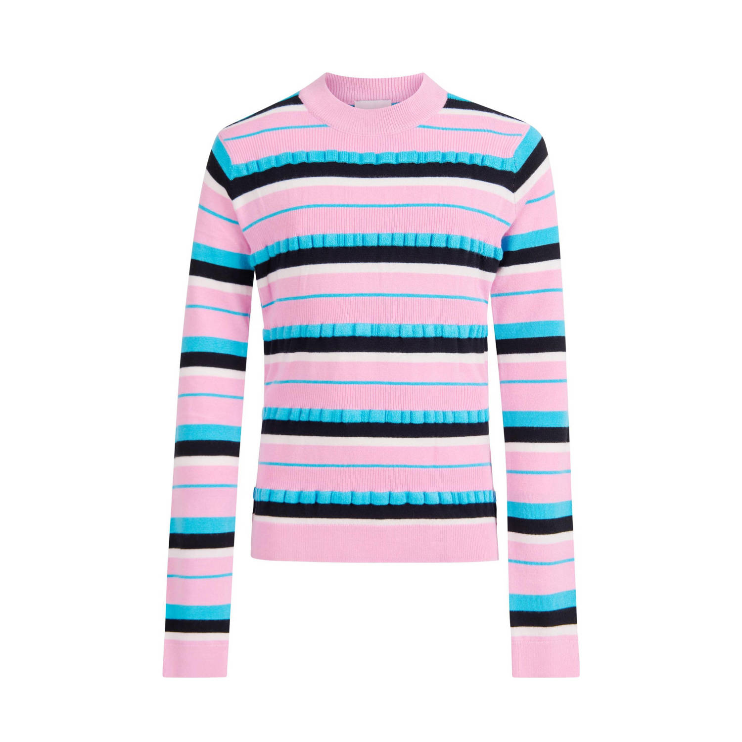 Shoeby gestreepte longsleeve roze blauw zwart