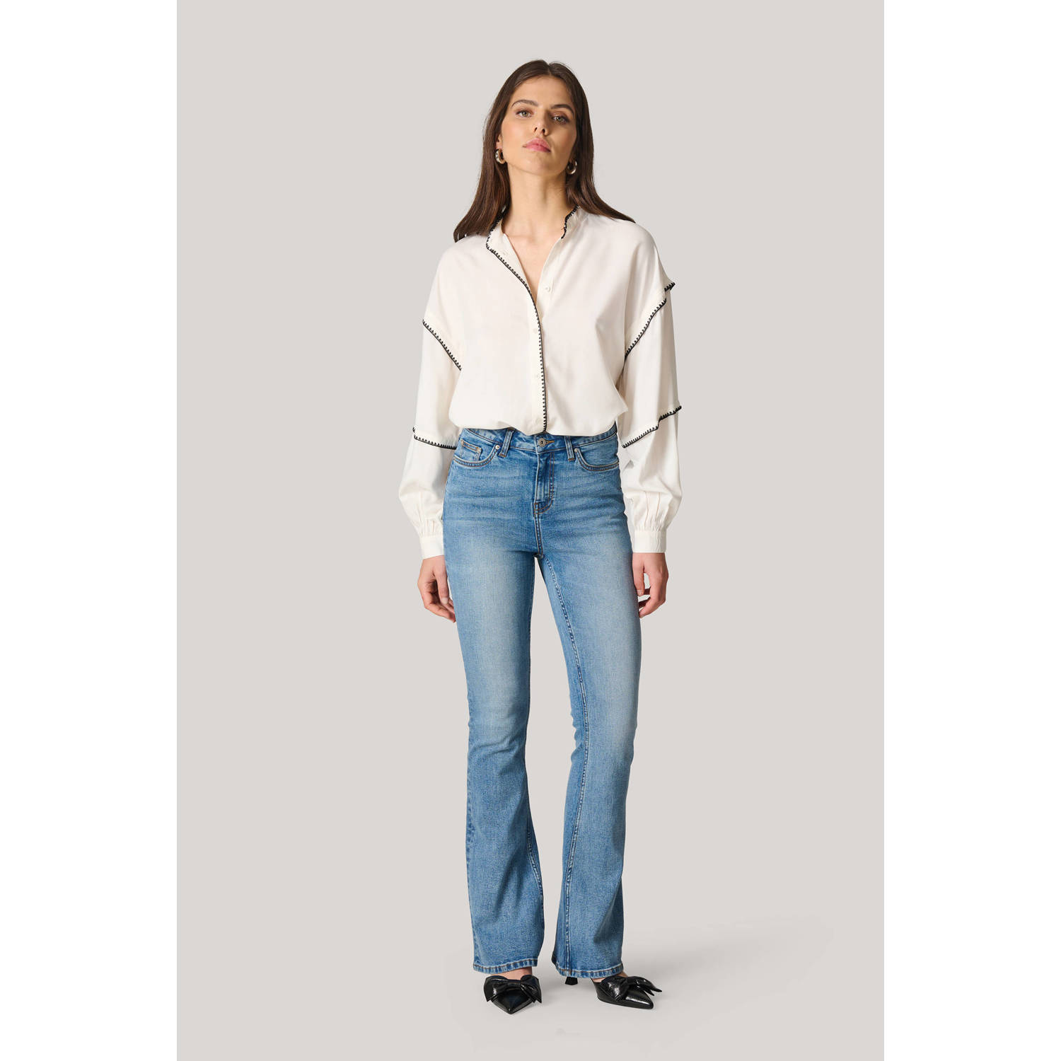 Shoeby high waist flared jeans medium blue denim