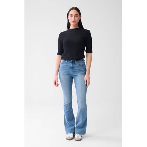 Shoeby high waist flared jeans medium blue denim afbeelding