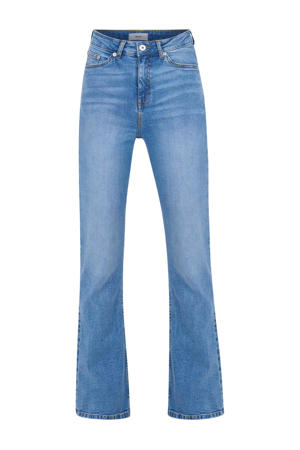high waist flared jeans medium blue denim