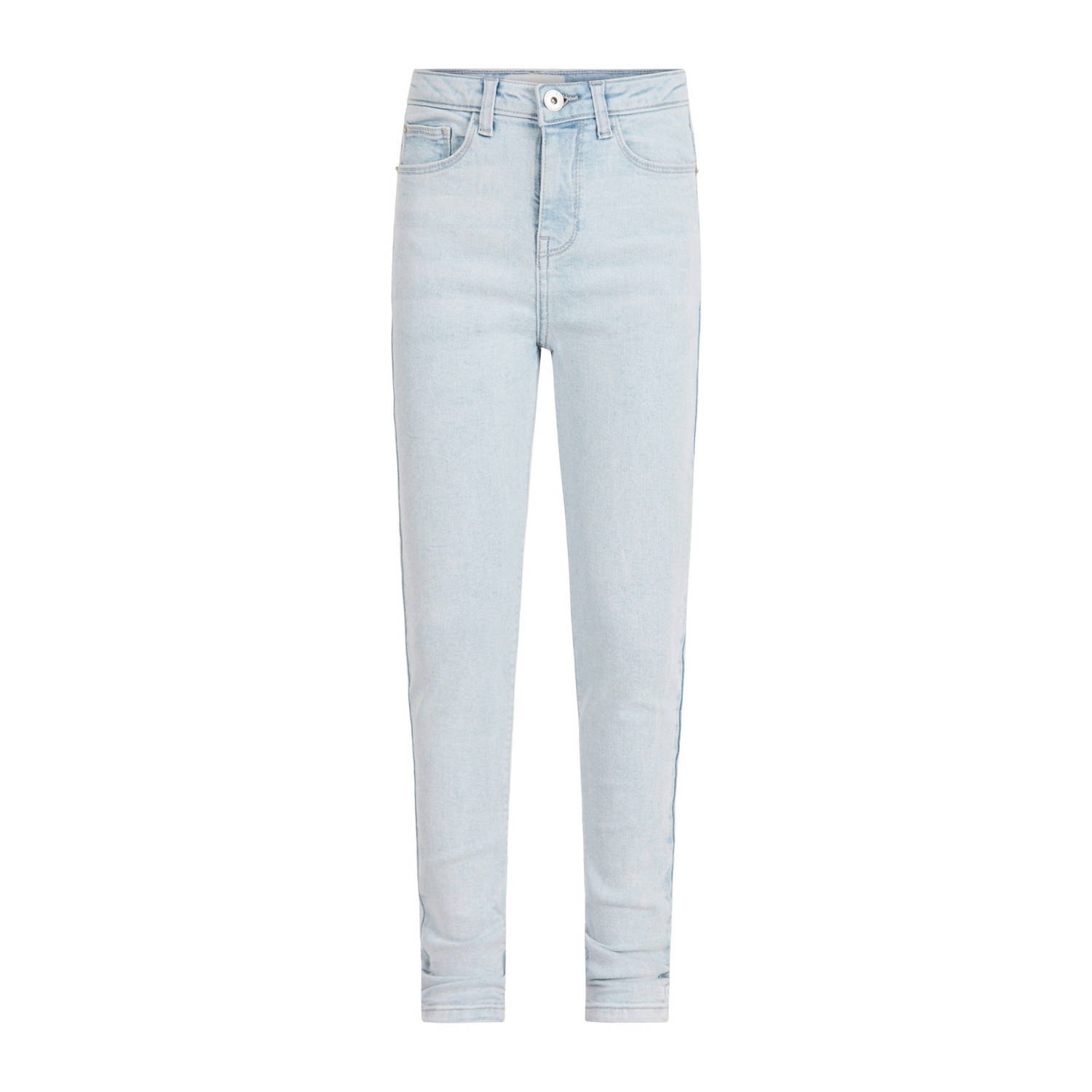 Shoeby high waist skinny jeans light blue denim bleached Blauw Effen 104