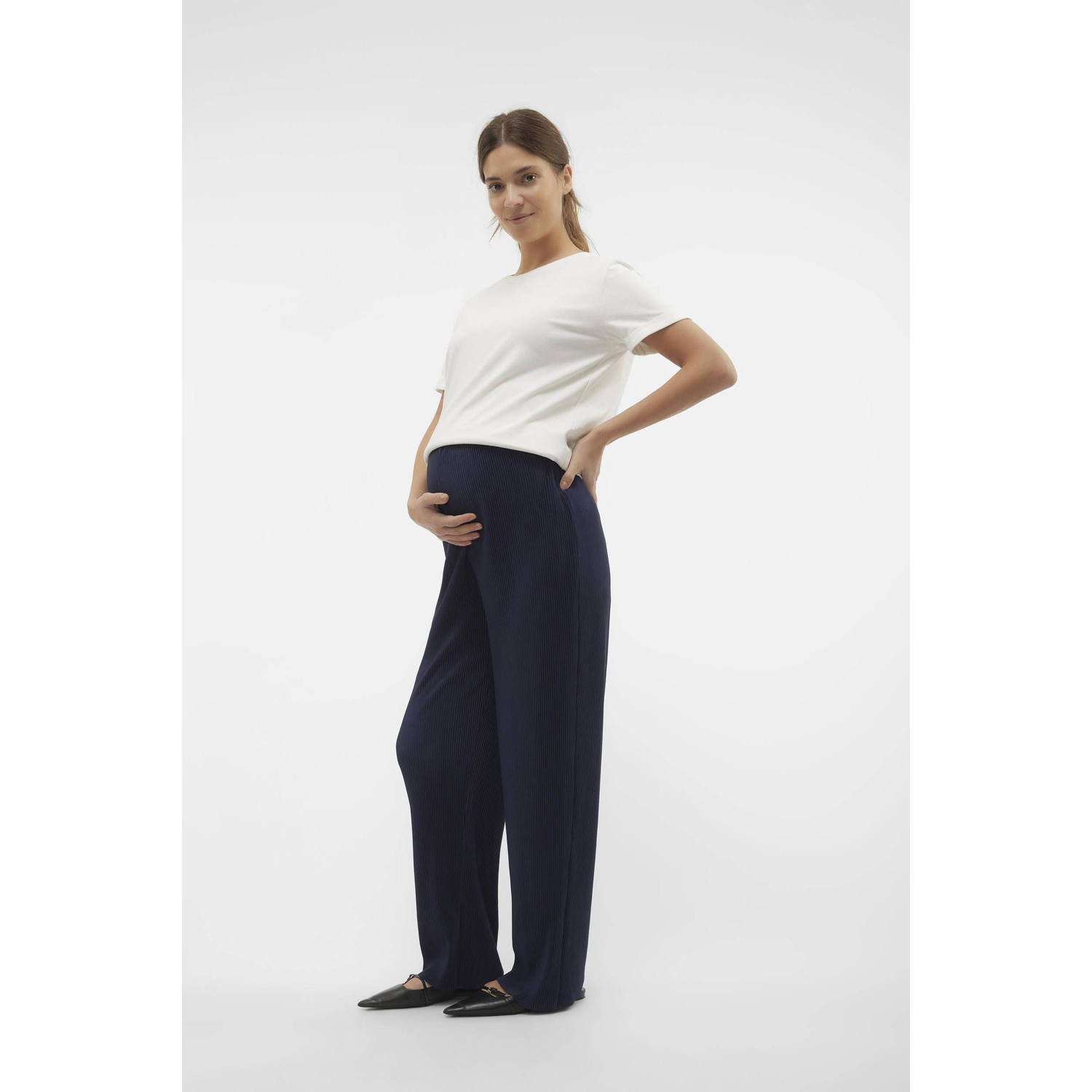 MAMALICIOUS loose fit broek marineblauw