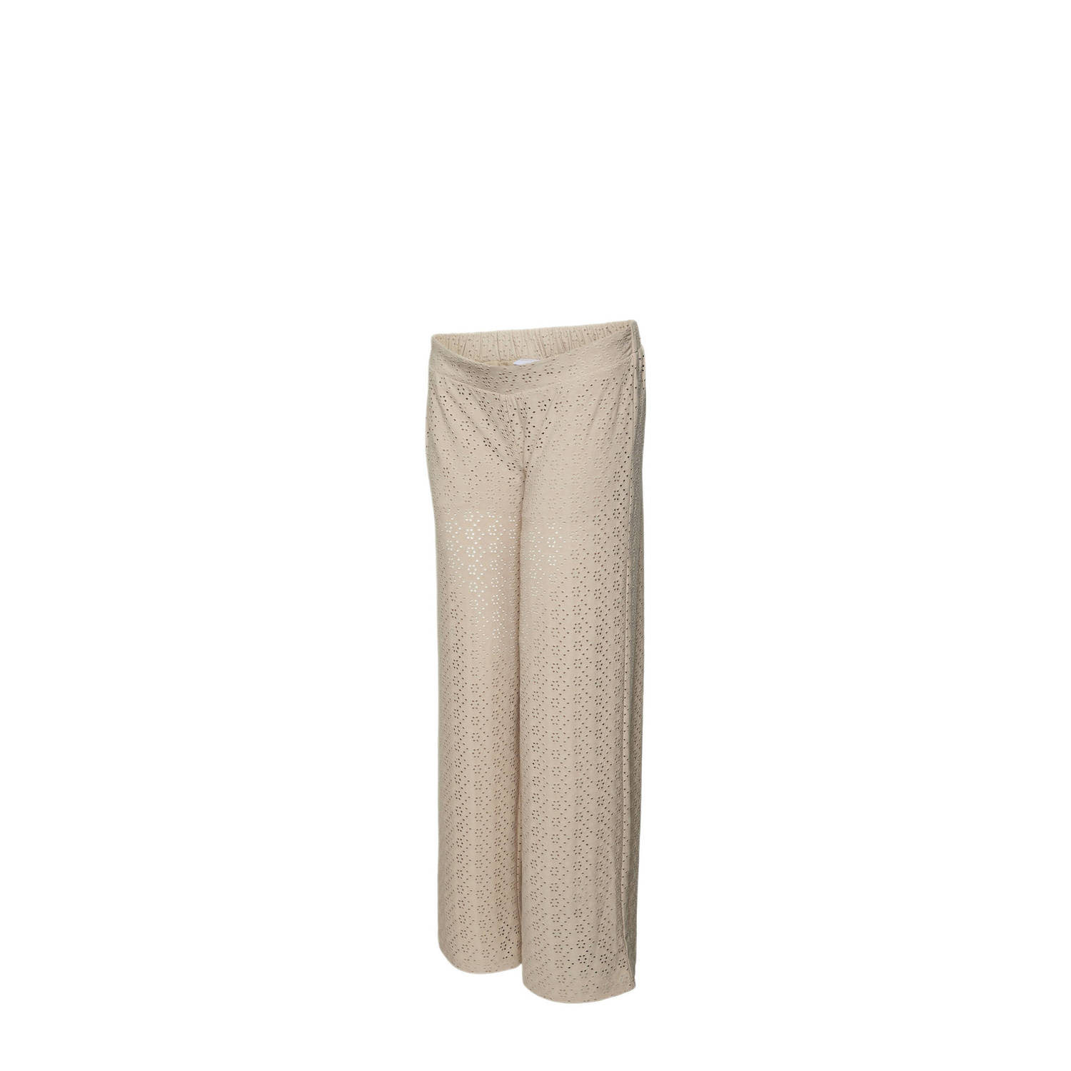 MAMALICIOUS loose fit broek met ingebreid patroon beige