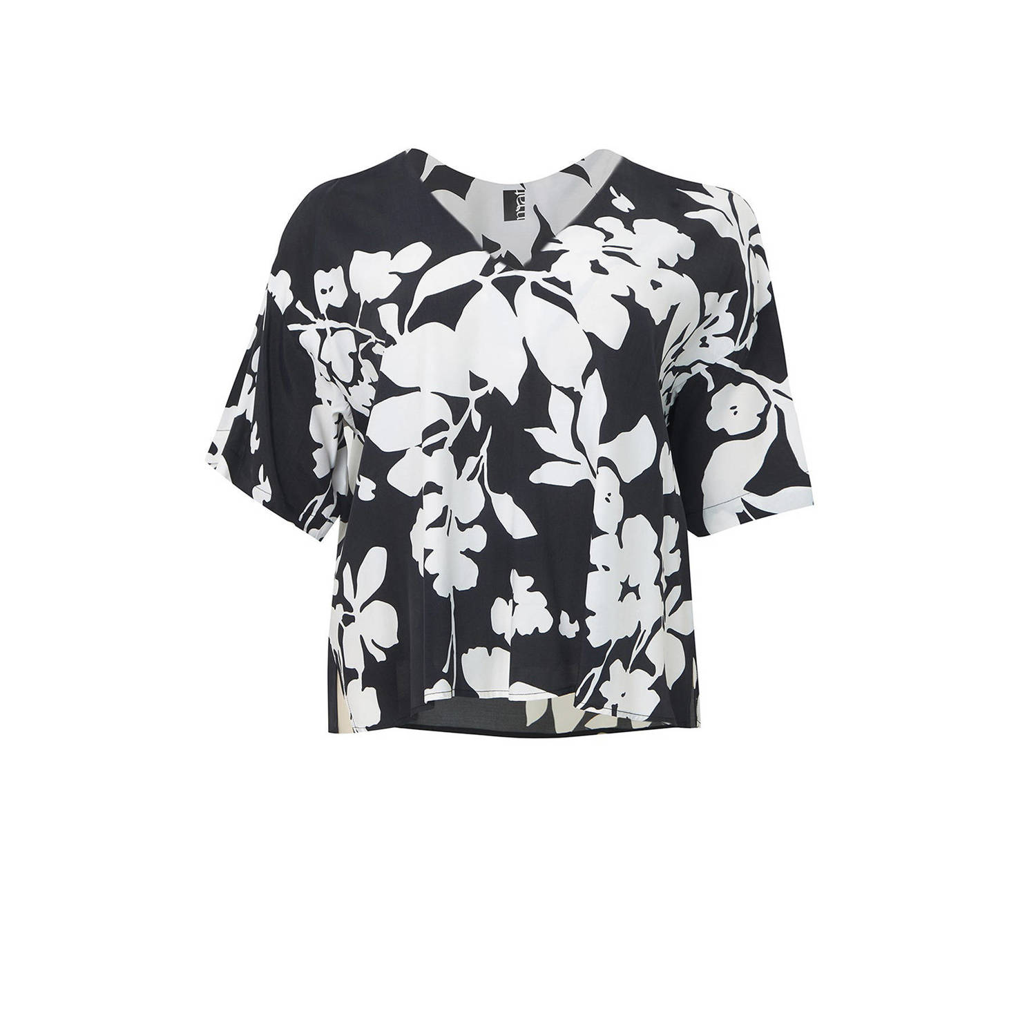 Mat Fashion top met all over print zwart wit