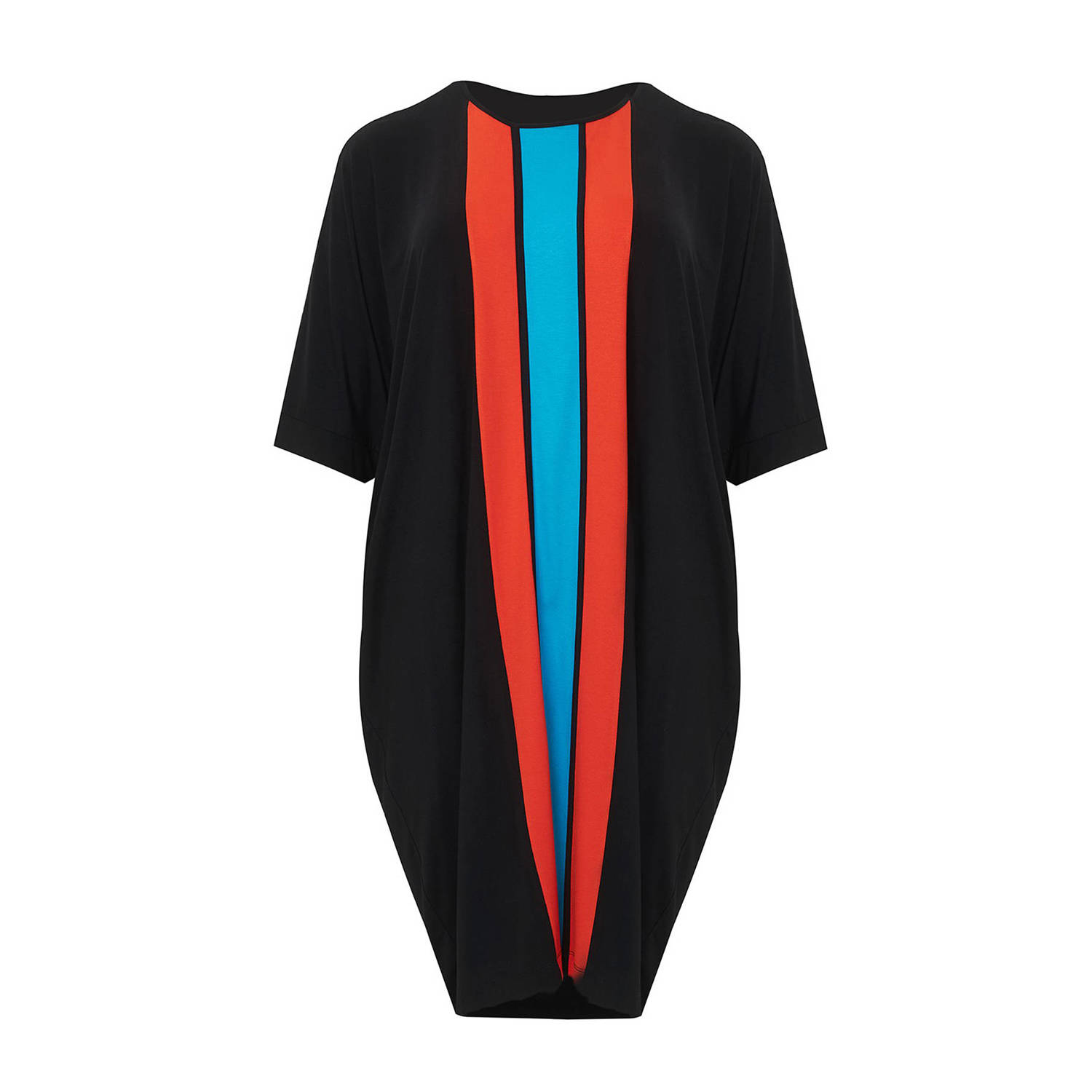 Mat Fashion gestreepte A-lijn jurk zwart rood blauw