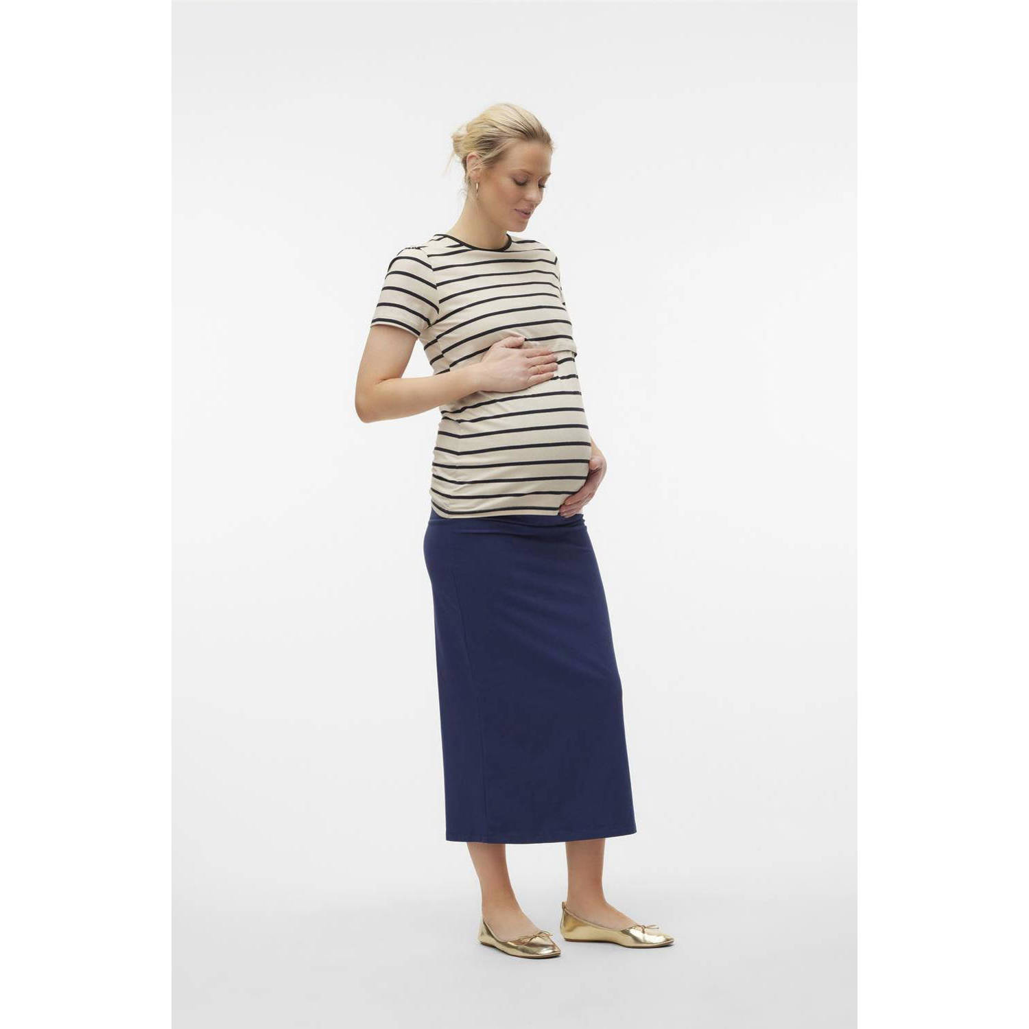 Mamalicious zwangerschapsrok MLEVA donkerblauw Dames Katoen Effen XL