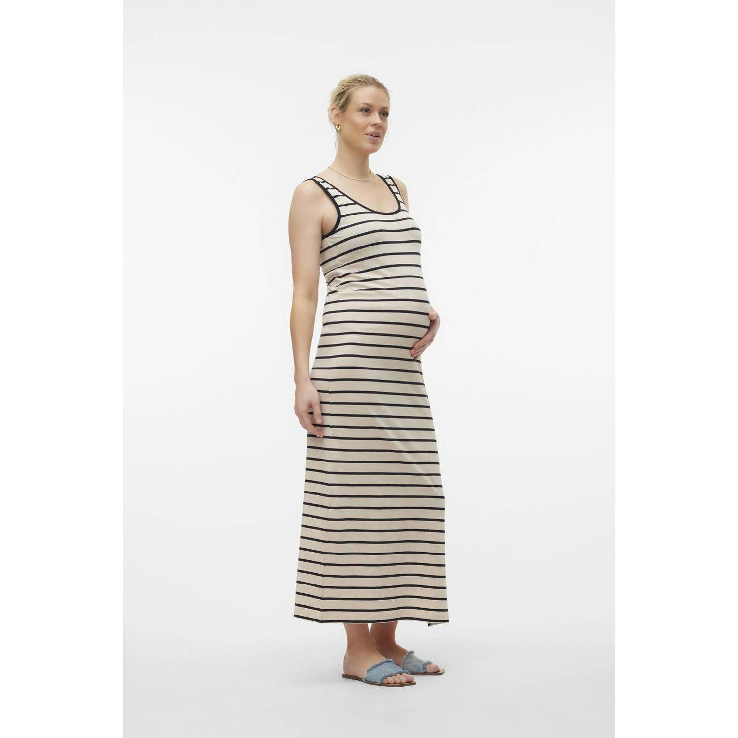 MAMALICIOUS gestreepte zwangerschapsjurk MLEVAYD offwhite zwart
