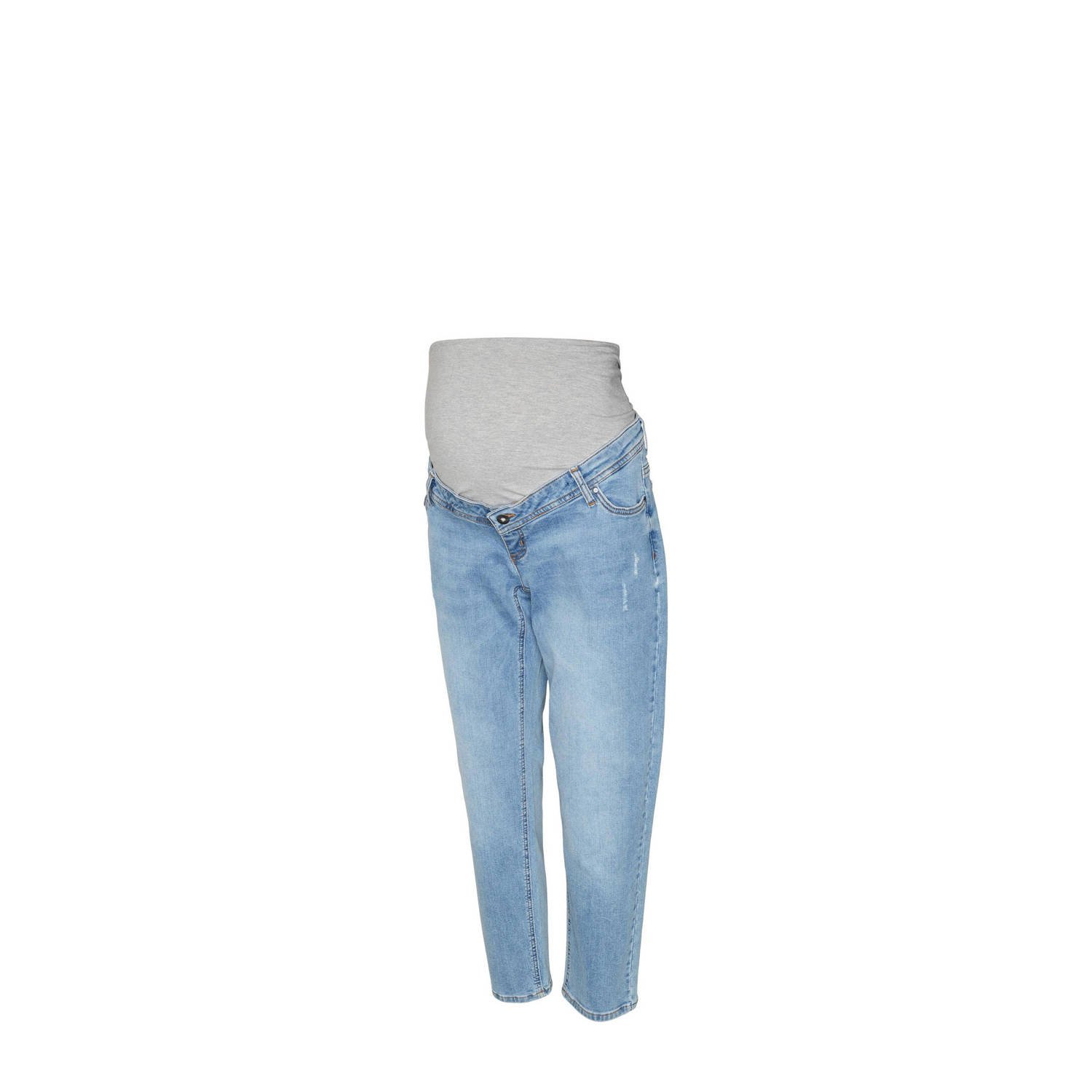 Mamalicious cropped zwangerschaps regular jeans MLOLIVIA light blue denim Blauw 26-32