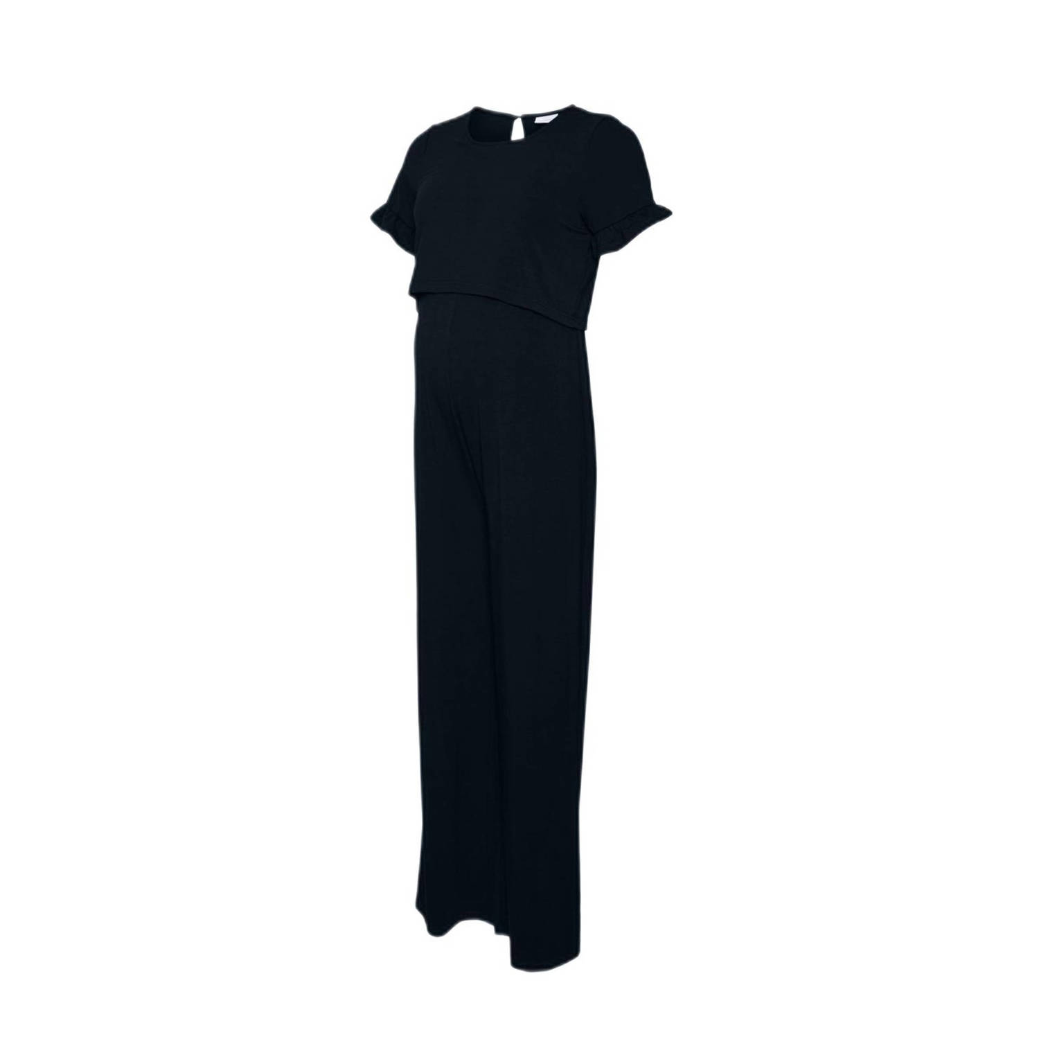 Mamalicious zwangerschapsjumpsuit MLMACY zwart Dames Gerecycled polyester Ronde hals XXL