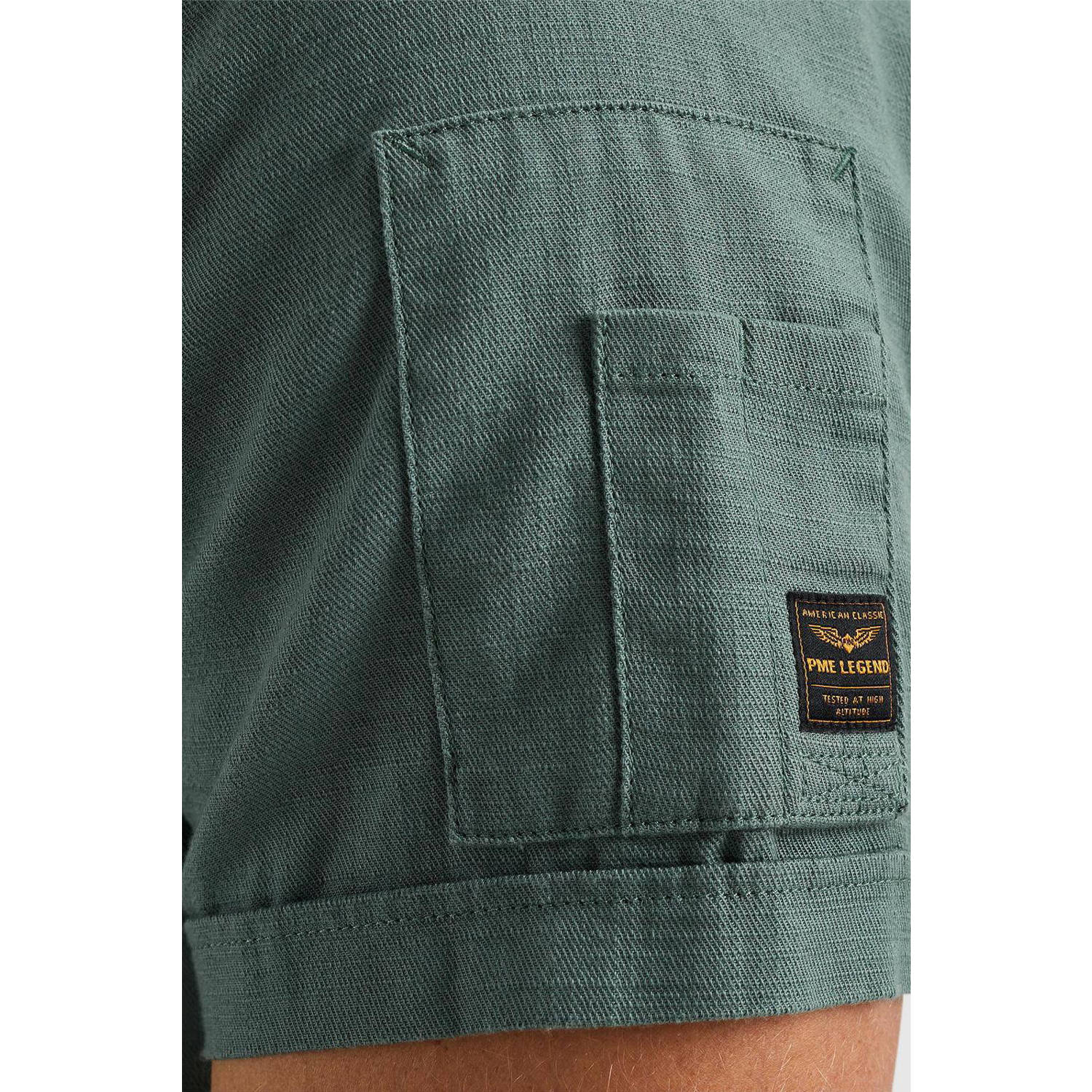 PME Legend regular fit overhemd met logo blauwgroen