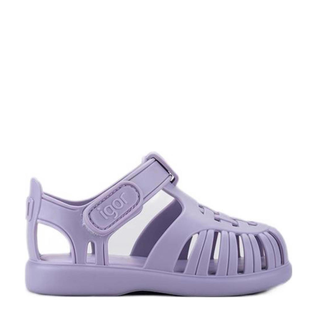 Lilakleurige jongens en meisjes Igor waterschoenen van pvc/rubber met klittenband en effen