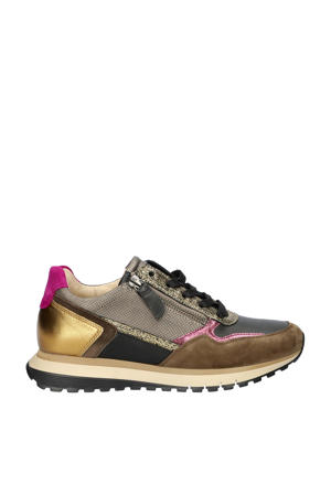 Comfort Optifit leren sneakers bruin multi