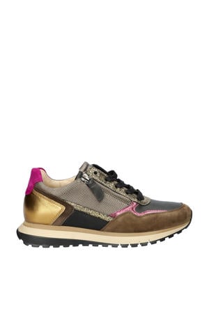 Comfort Optifit leren sneakers bruin multi