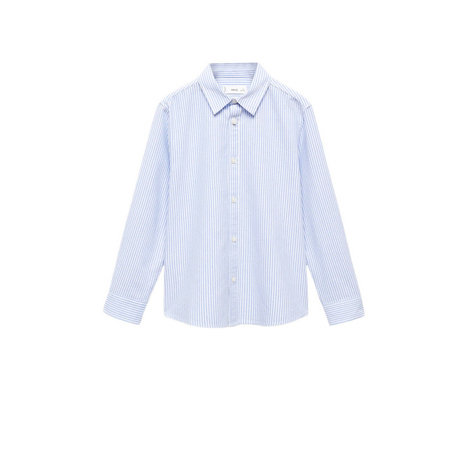 Mango Kids gestreepte blouse wit blauw Meisjes Katoen Klassieke kraag Streep 110